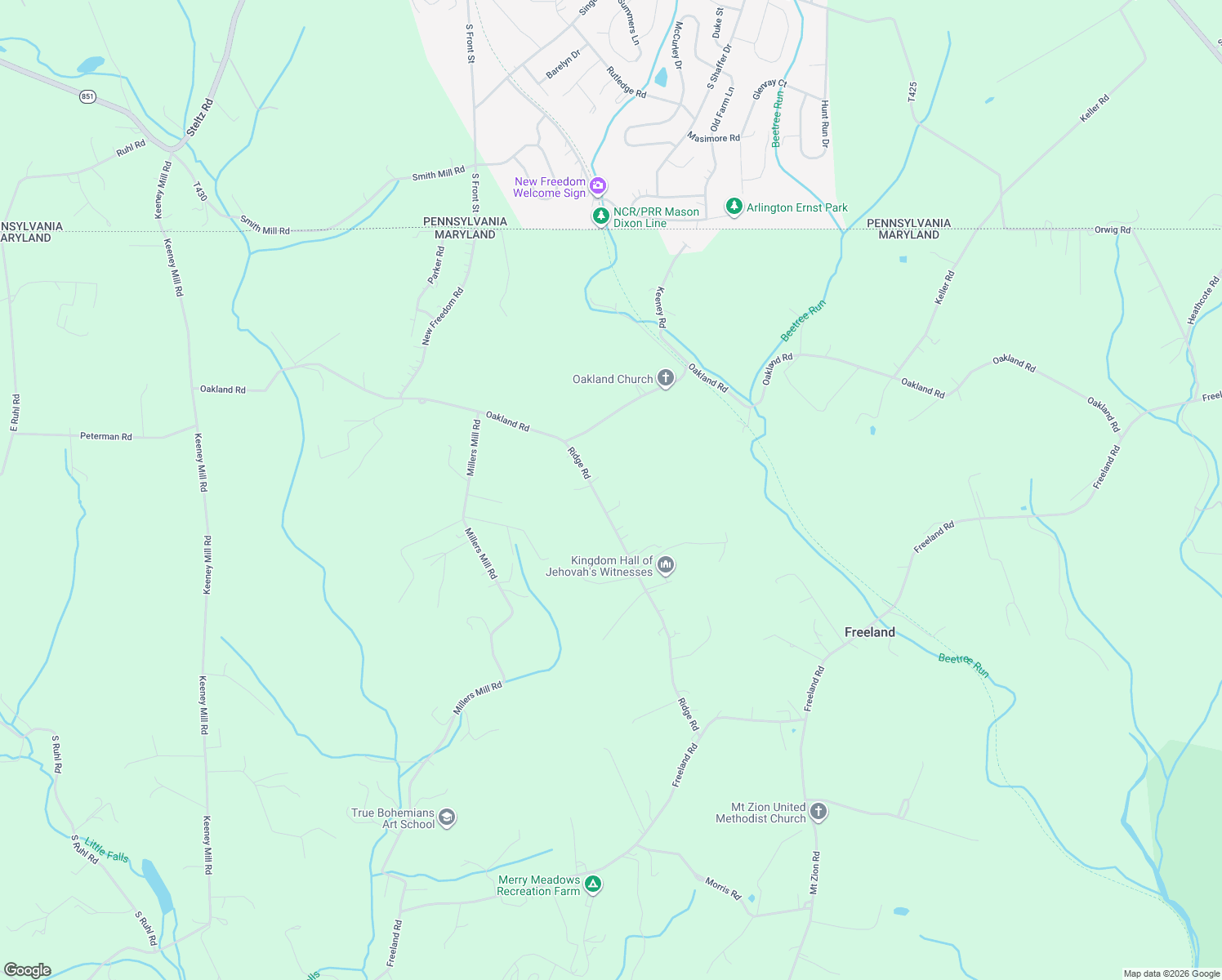 map of restaurants, bars, coffee shops, grocery stores, and more near 21321 Ridge Road in Freeland