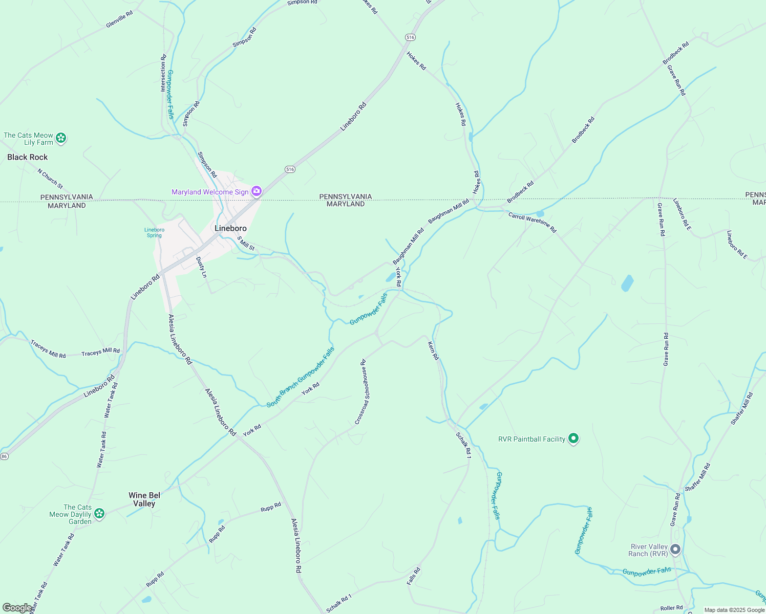 map of restaurants, bars, coffee shops, grocery stores, and more near 4628 York Road in Lineboro