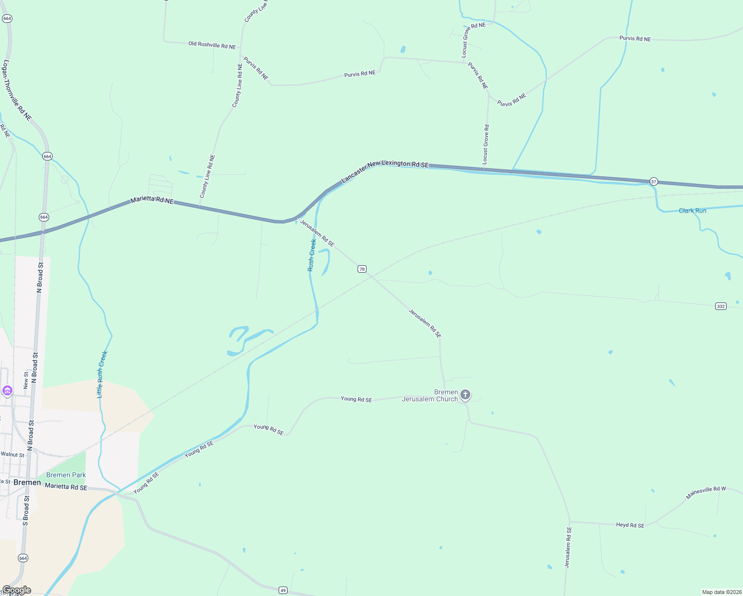 map of restaurants, bars, coffee shops, grocery stores, and more near 65 Jerusalem Road Southeast in Bremen