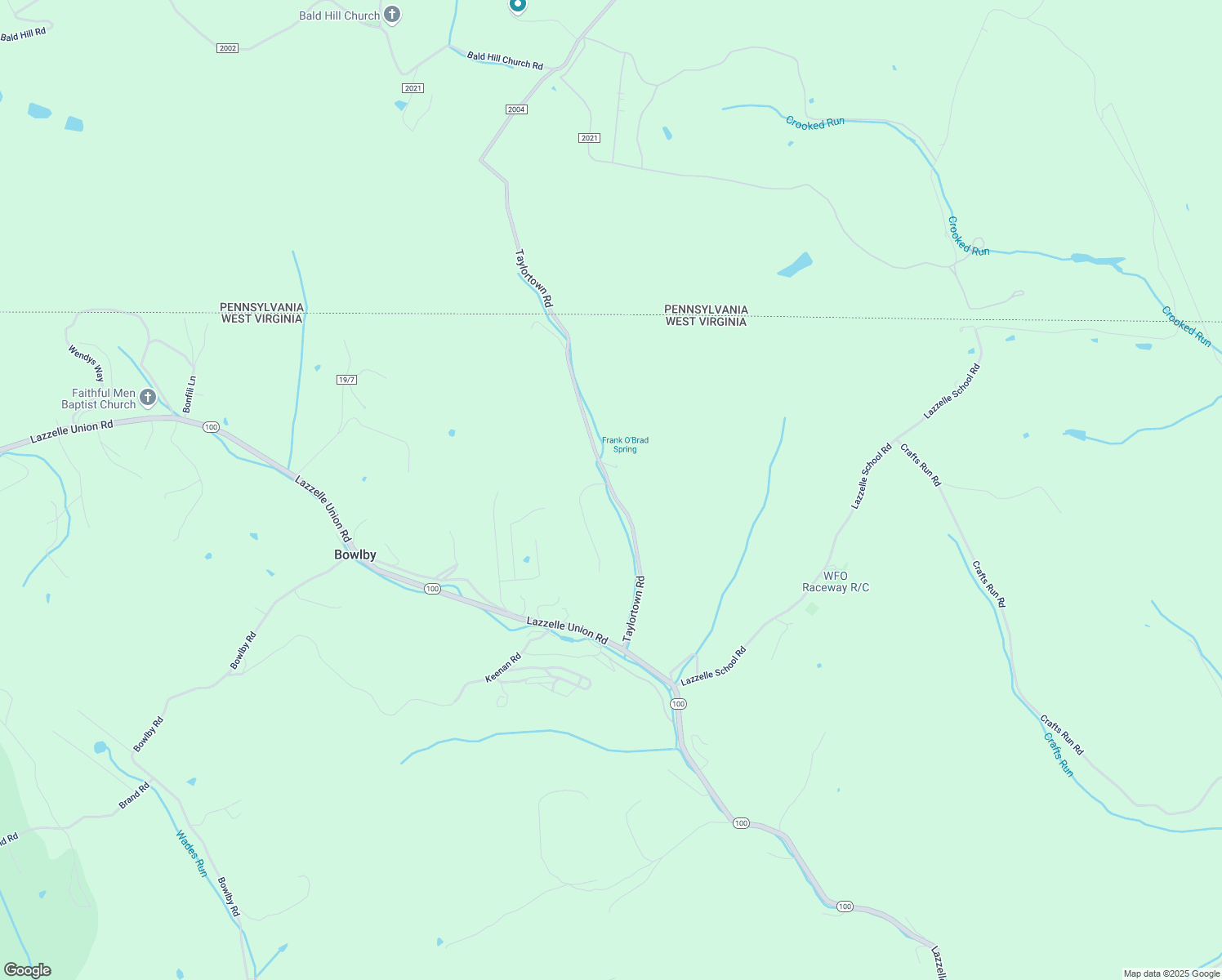 map of restaurants, bars, coffee shops, grocery stores, and more near 197 Taylortown Road in Maidsville