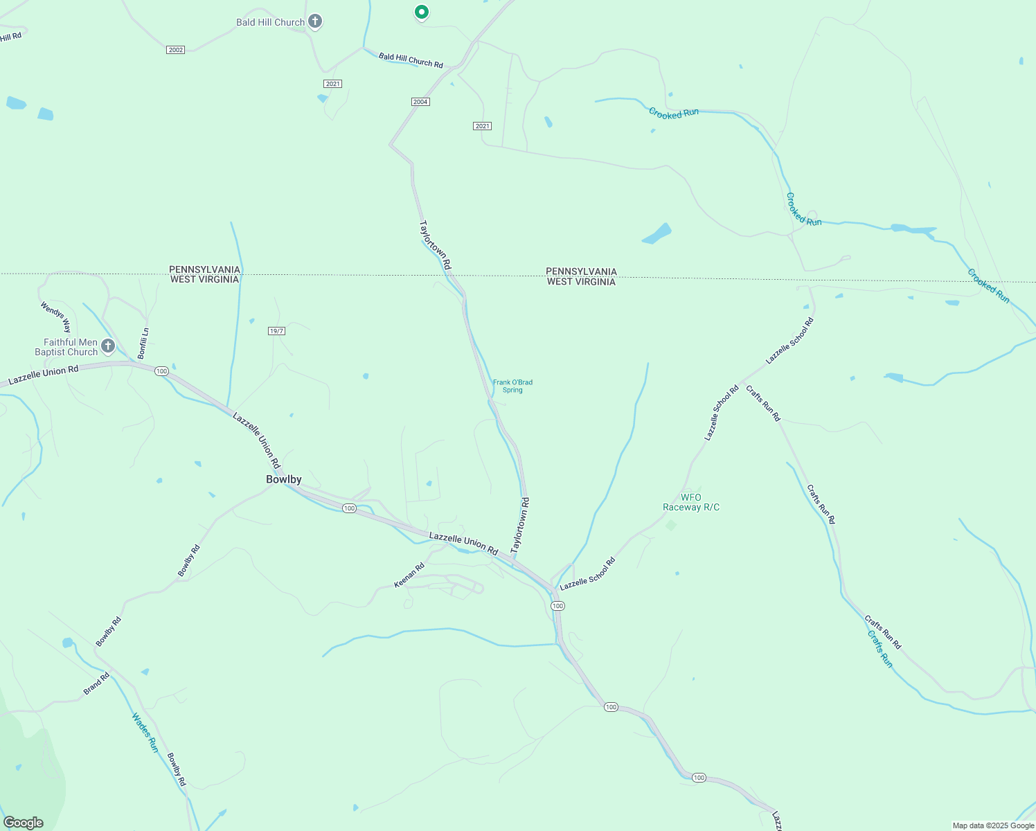 map of restaurants, bars, coffee shops, grocery stores, and more near 197-223 Taylortown Road in Maidsville