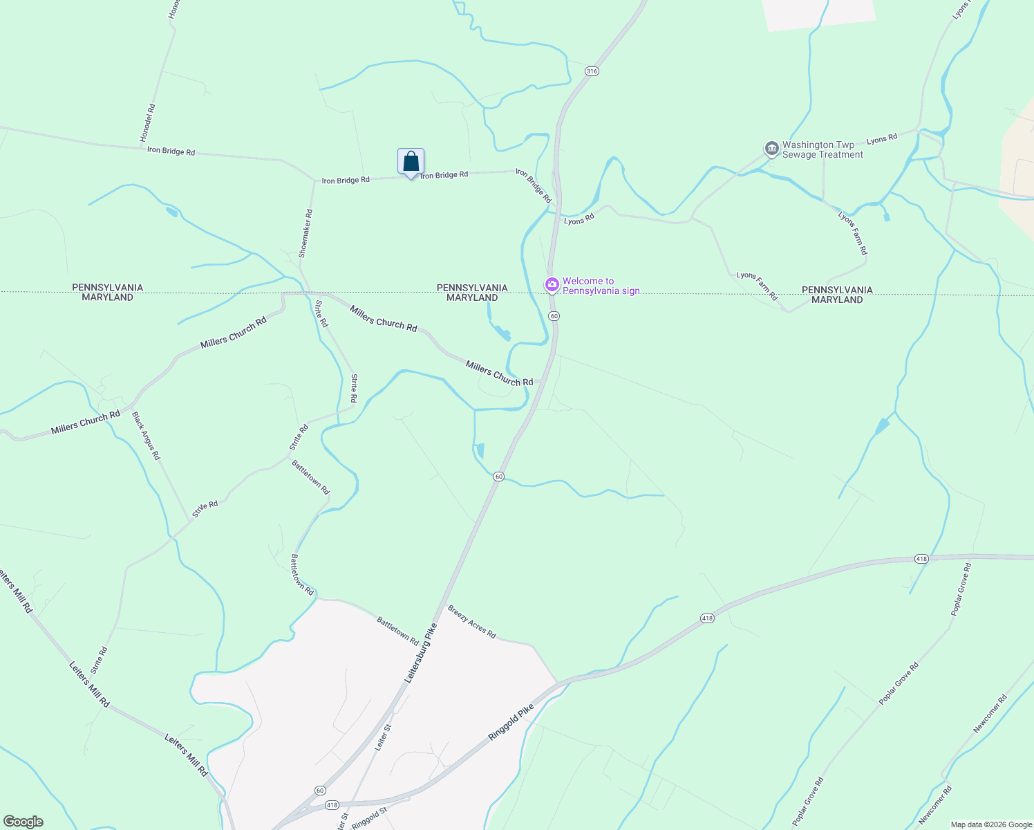 map of restaurants, bars, coffee shops, grocery stores, and more near 21928 Leitersburg Pike in Hagerstown