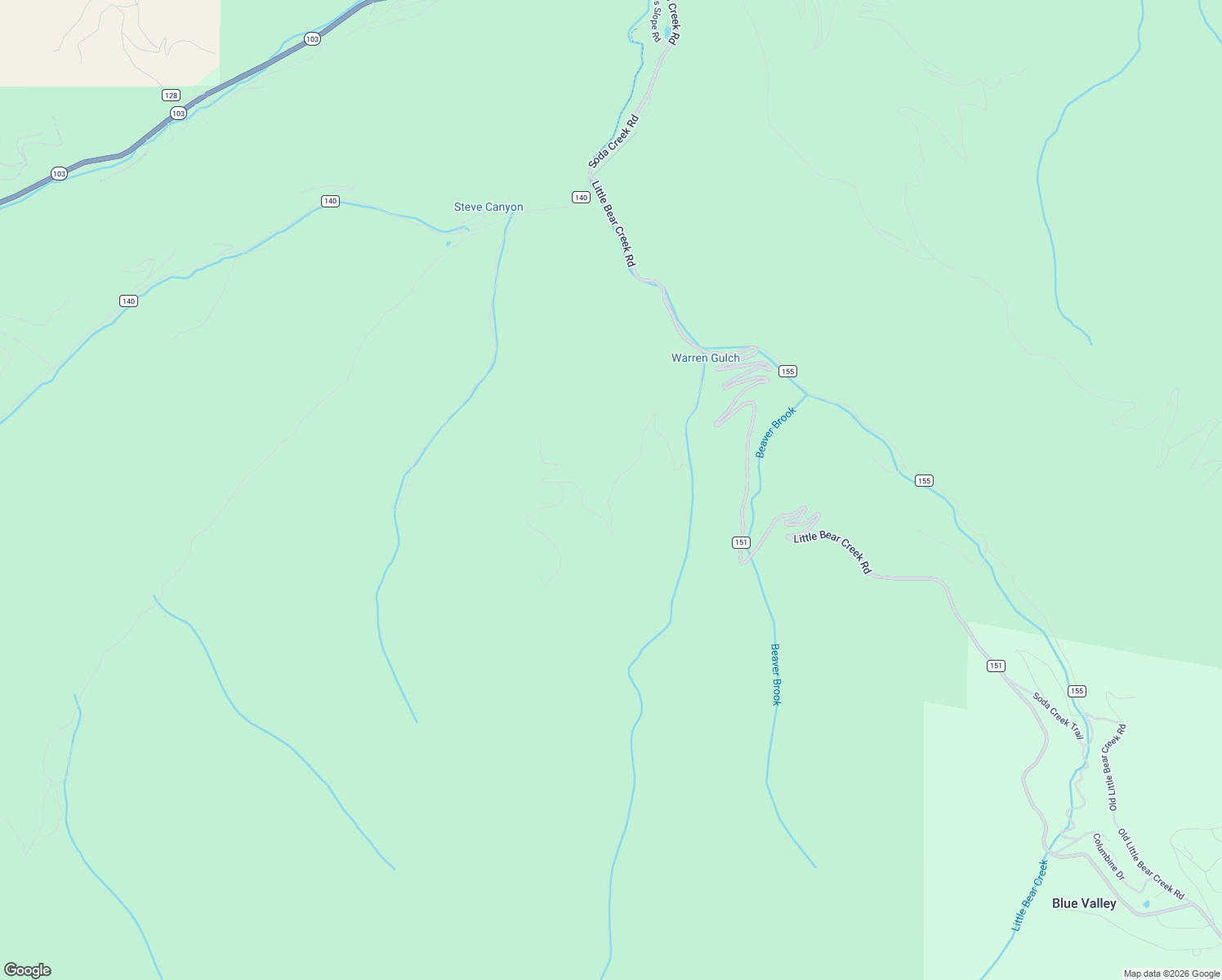map of restaurants, bars, coffee shops, grocery stores, and more near 785 Warren Gulch Road in Idaho Springs