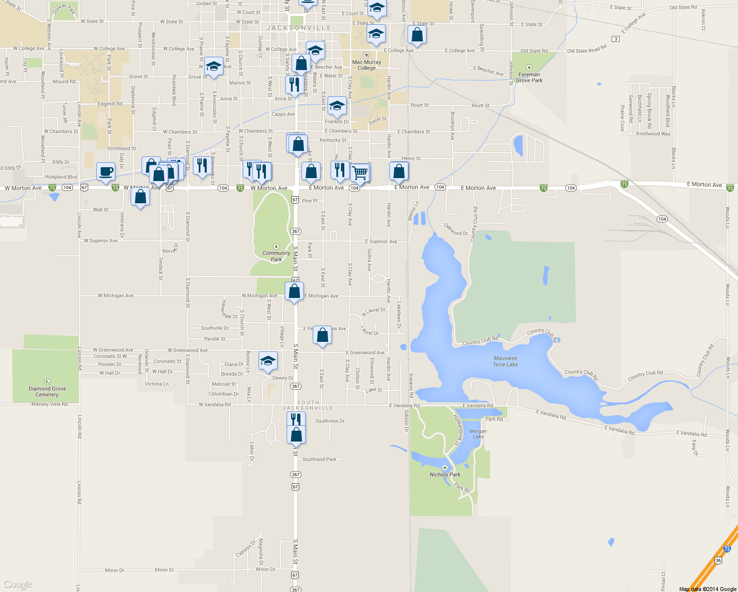 map of restaurants, bars, coffee shops, grocery stores, and more near 1369 Goltra Ave in Jacksonville
