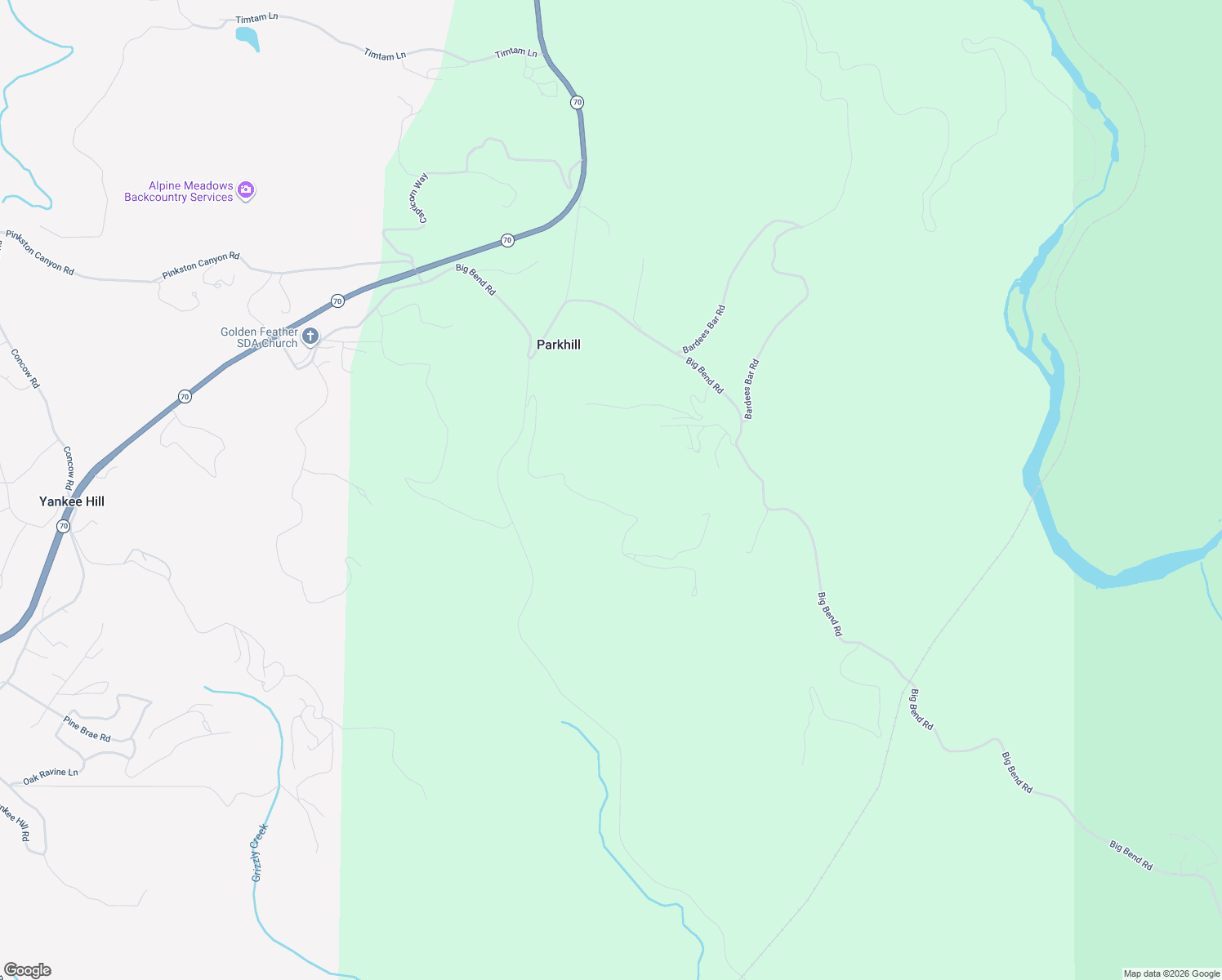 map of restaurants, bars, coffee shops, grocery stores, and more near 4215 Paiute Drive in Oroville