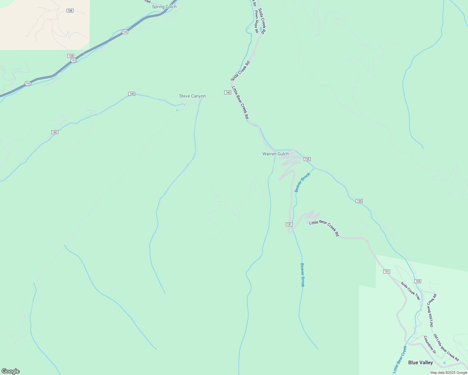 map of restaurants, bars, coffee shops, grocery stores, and more near 785 Warren Gulch Road in Idaho Springs