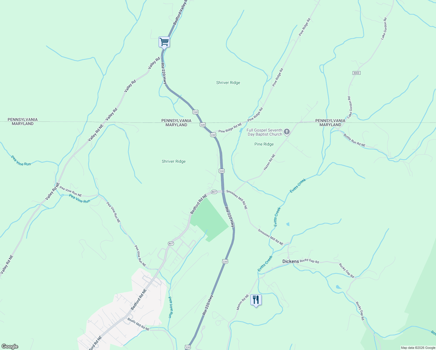 map of restaurants, bars, coffee shops, grocery stores, and more near 14106 Bedford Road Northeast in Cumberland