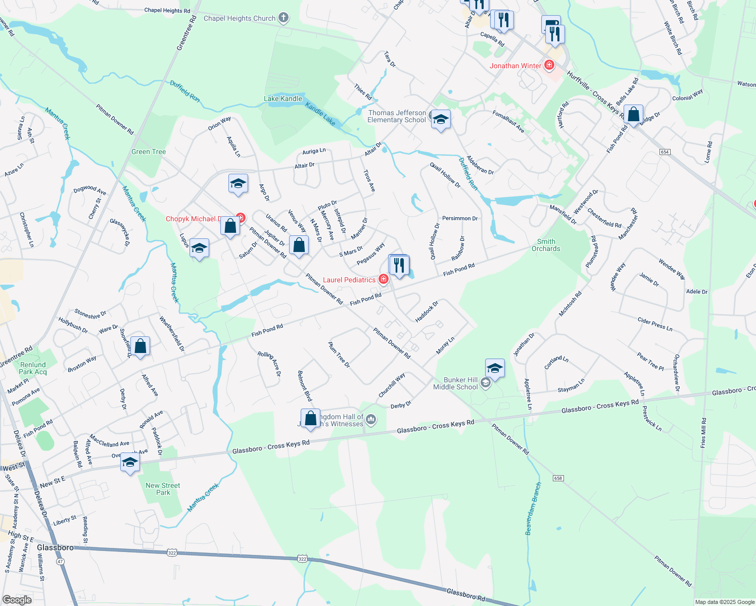 map of restaurants, bars, coffee shops, grocery stores, and more near 140 Haven Court in Washington Township