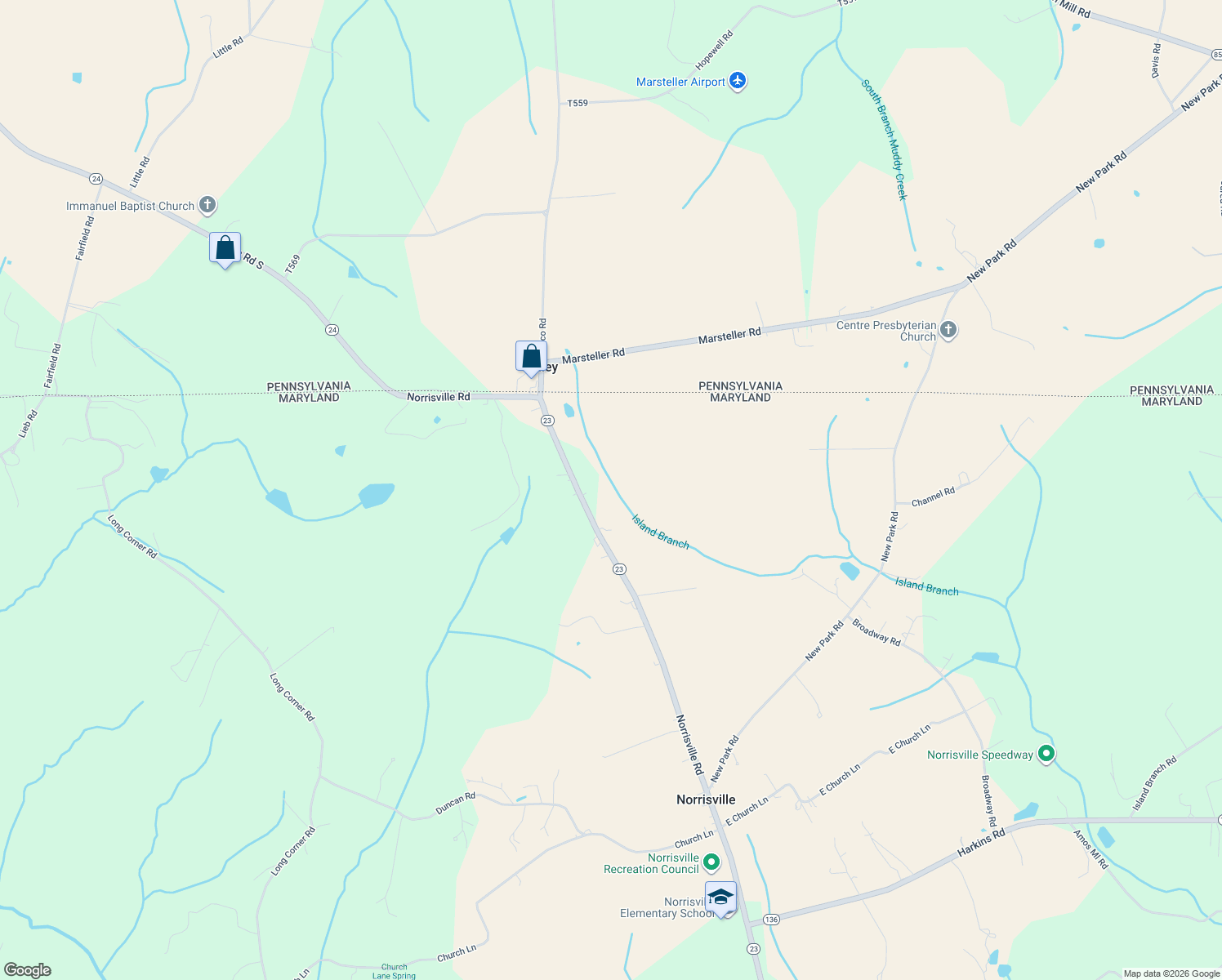 map of restaurants, bars, coffee shops, grocery stores, and more near 5541 Norrisville Road in White Hall