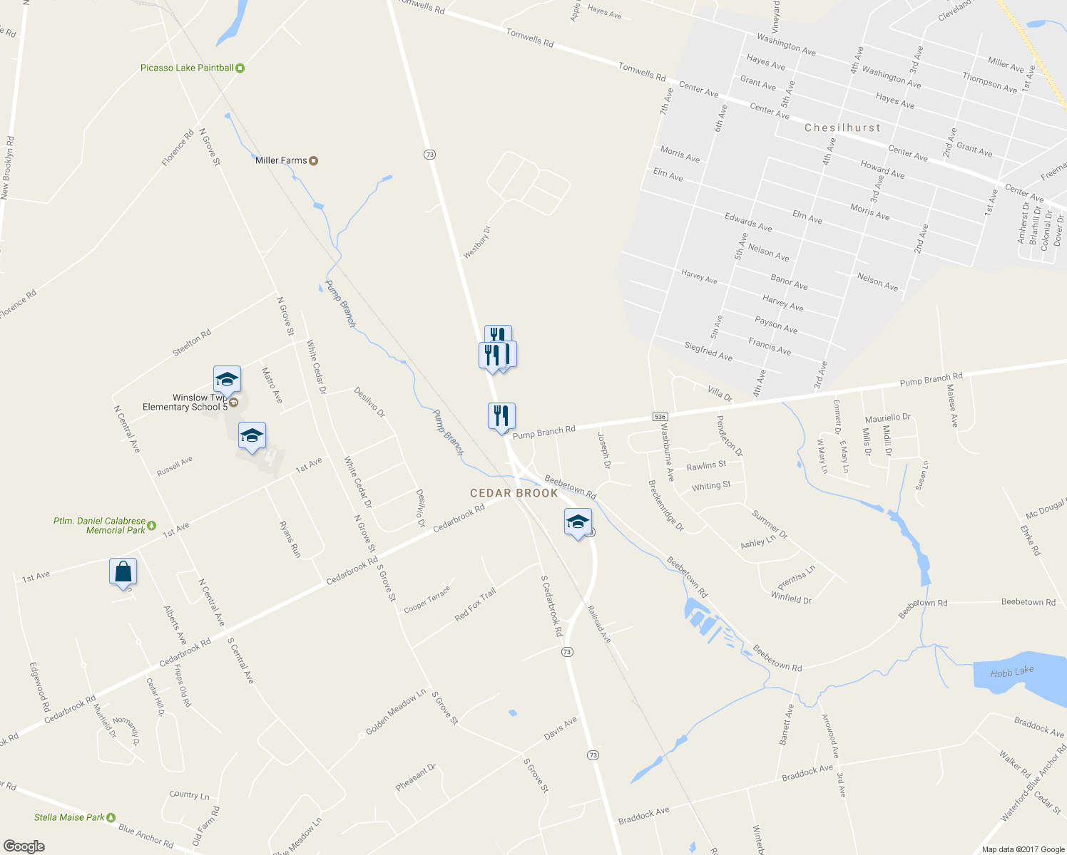 map of restaurants, bars, coffee shops, grocery stores, and more near 7 Pump Branch Road in Berlin