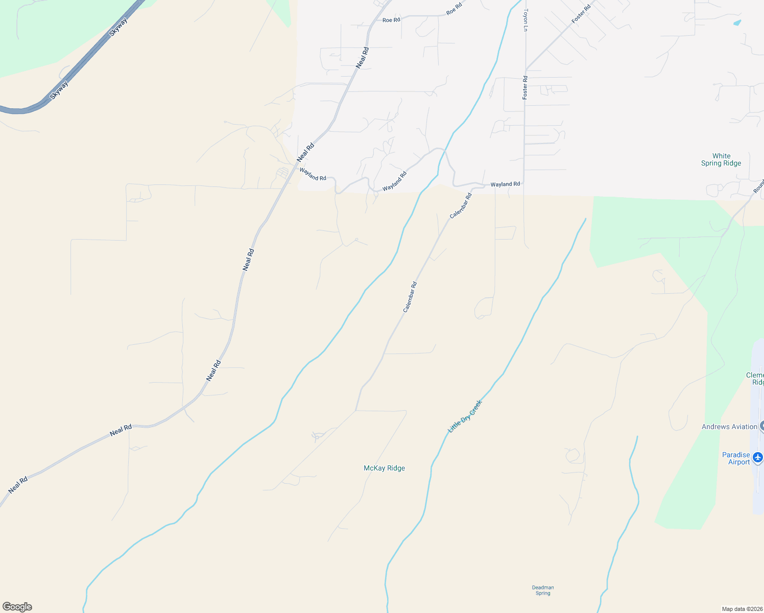 map of restaurants, bars, coffee shops, grocery stores, and more near 4585 Calernbar Road in Paradise