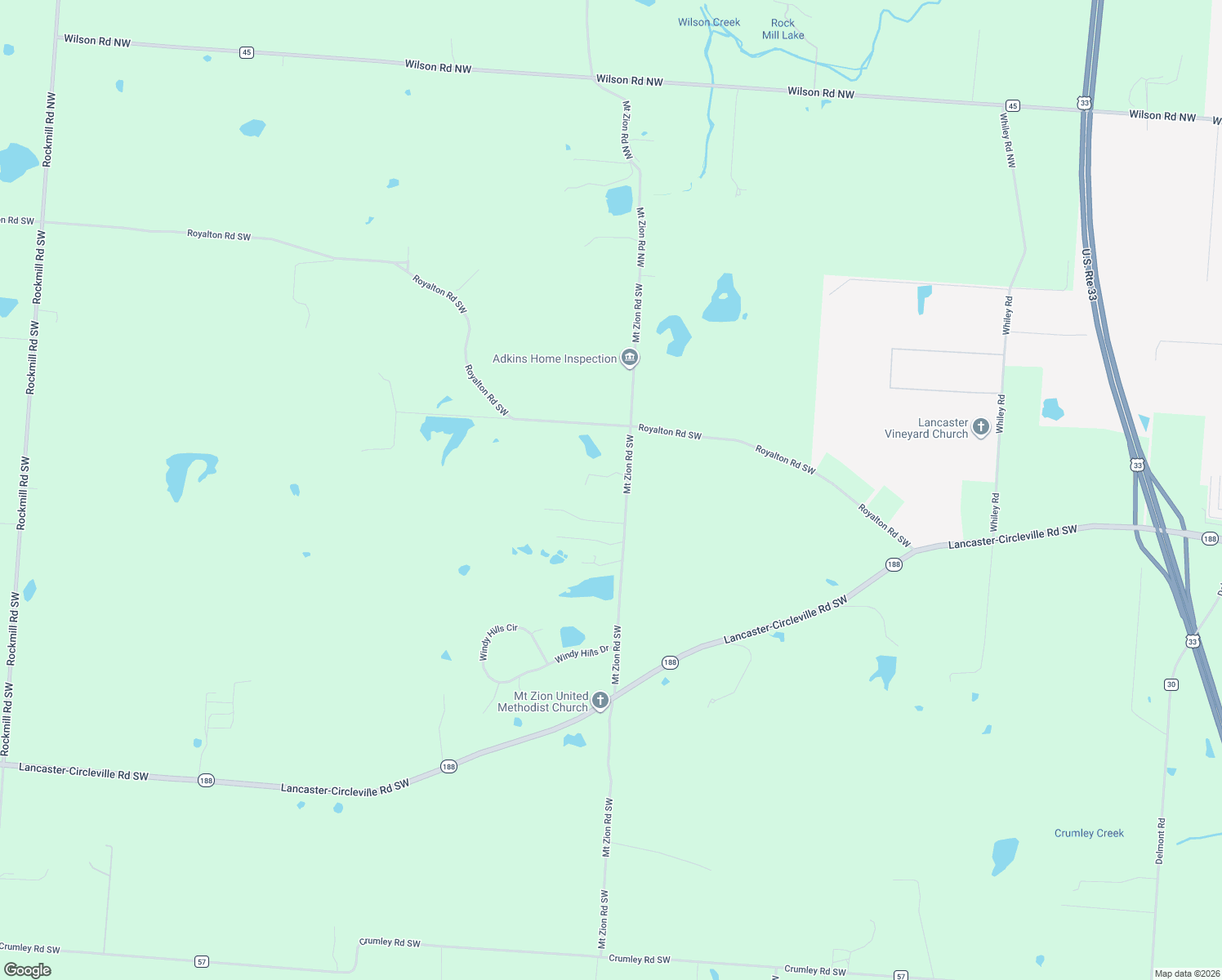 map of restaurants, bars, coffee shops, grocery stores, and more near 681 Mount Zion Road Southwest in Lancaster