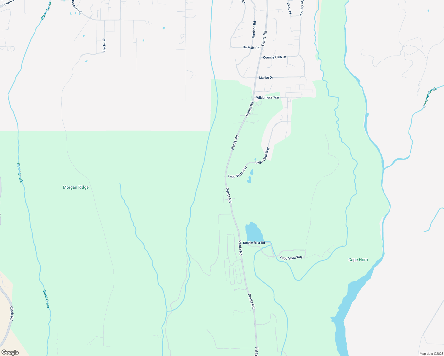 map of restaurants, bars, coffee shops, grocery stores, and more near Pentz Road in Paradise