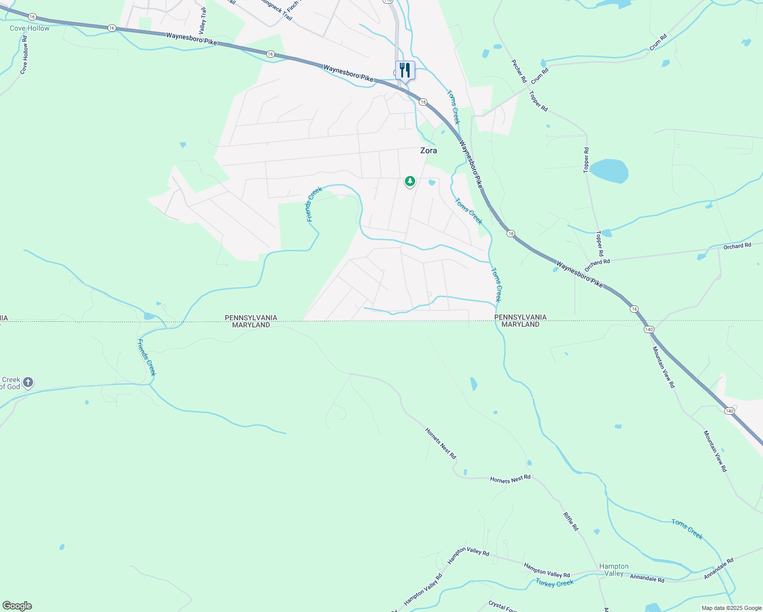 map of restaurants, bars, coffee shops, grocery stores, and more near 52 Mason Dixon Trail in Fairfield