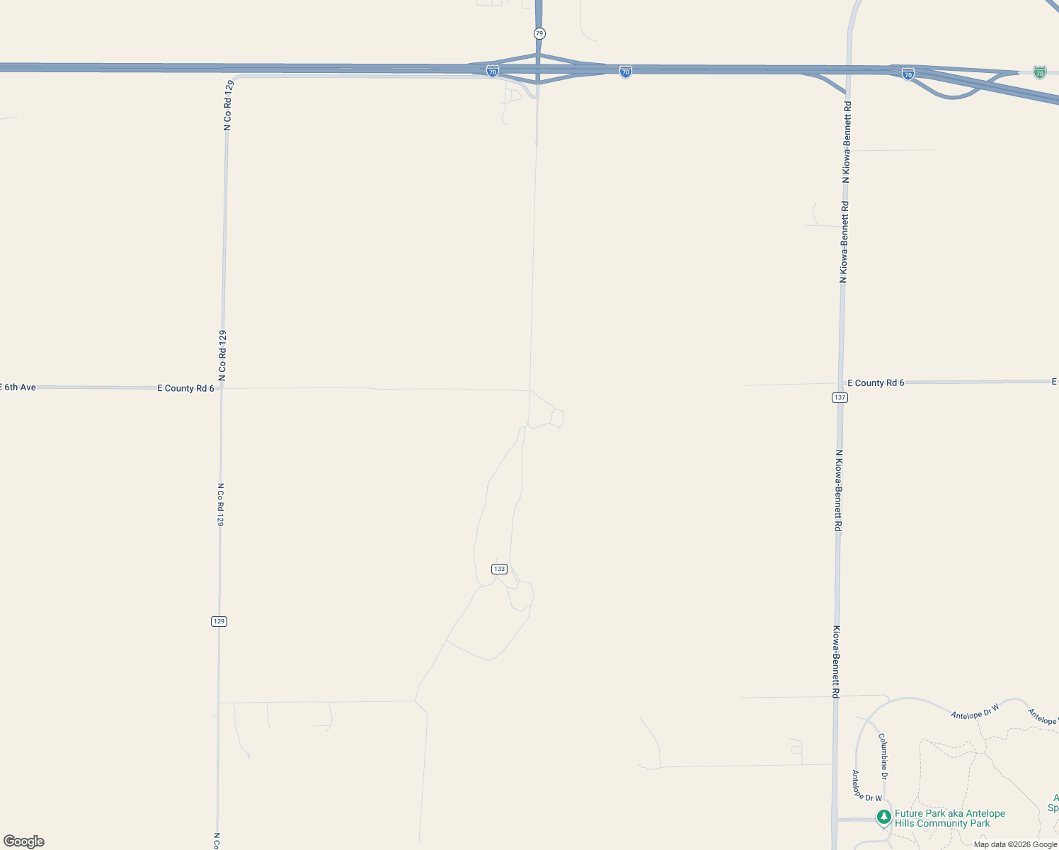 map of restaurants, bars, coffee shops, grocery stores, and more near 500 North Co Road 133 in Bennett