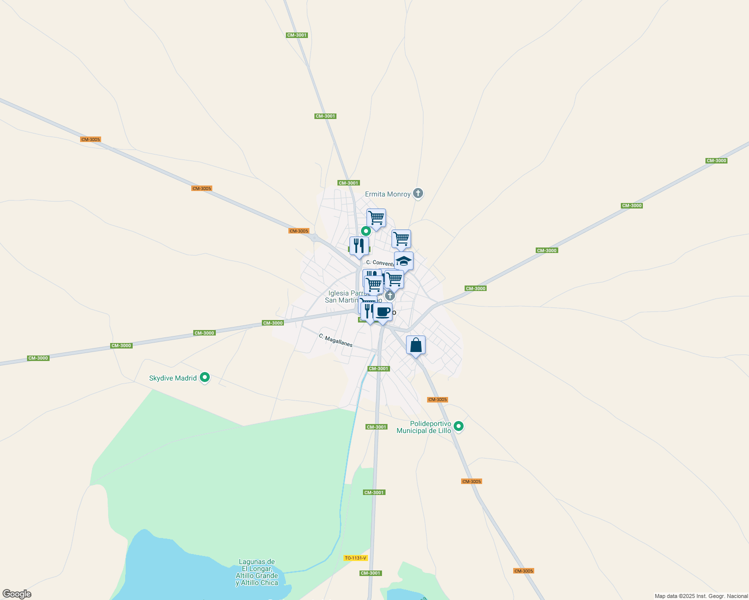 map of restaurants, bars, coffee shops, grocery stores, and more near 10 Calle Nobles in Lillo