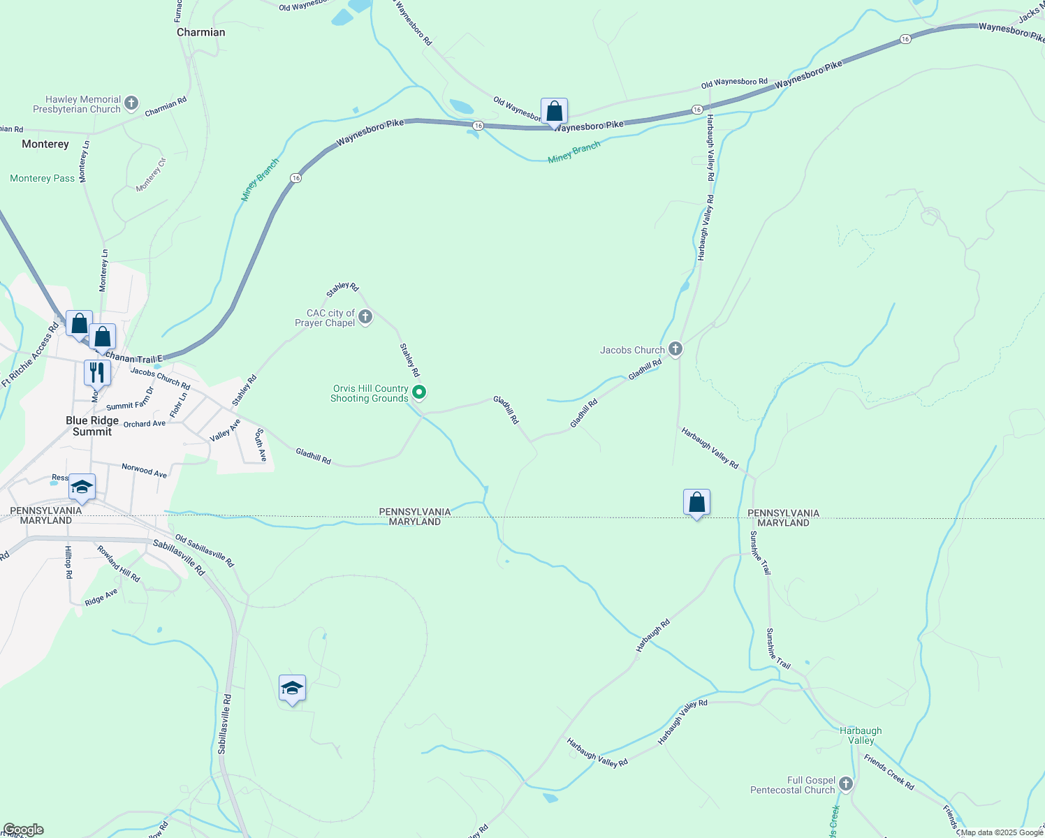 map of restaurants, bars, coffee shops, grocery stores, and more near 357 Gladhill Road in Fairfield