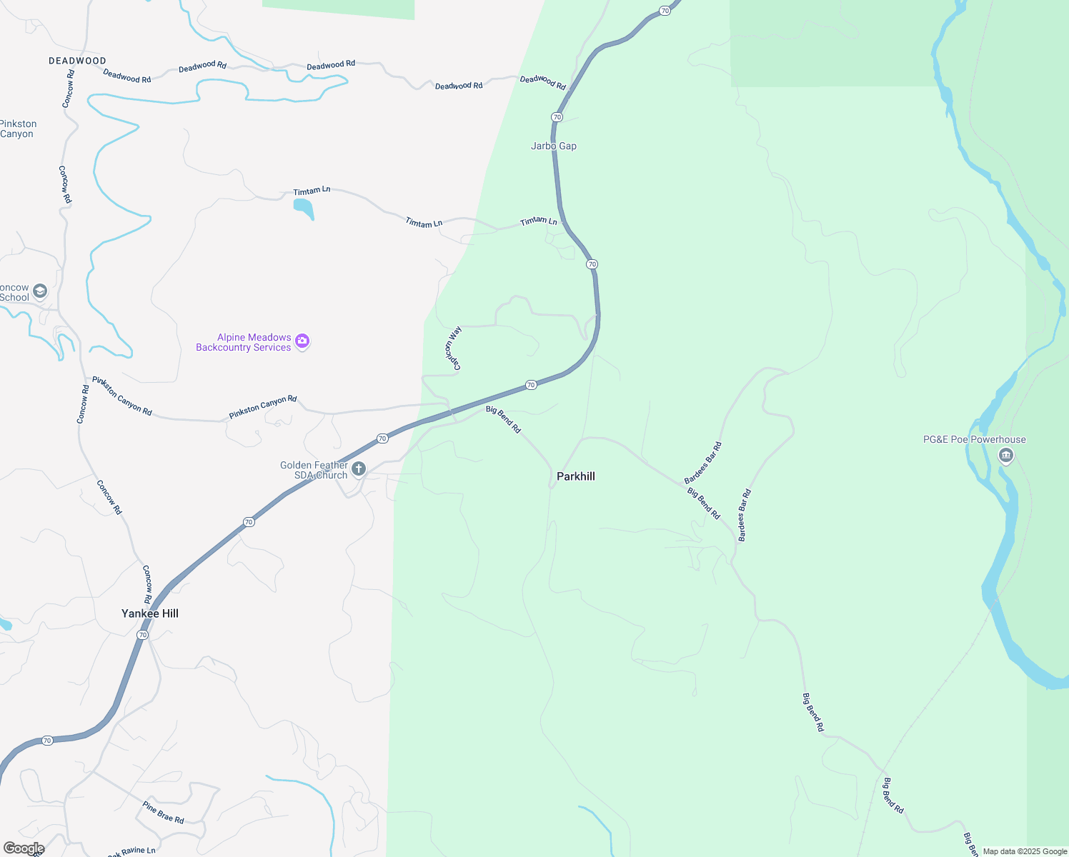 map of restaurants, bars, coffee shops, grocery stores, and more near 11450 Marmion Way in Oroville