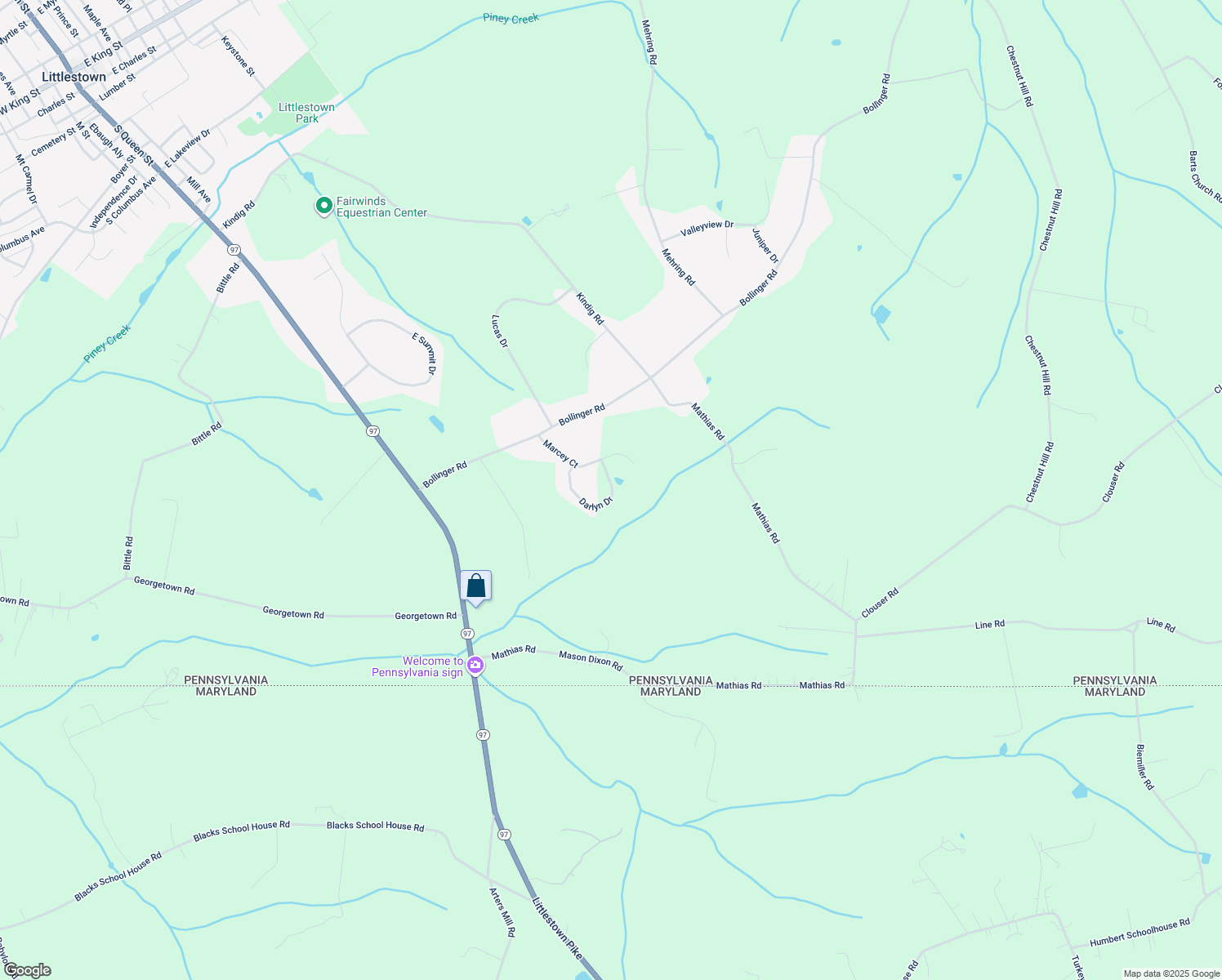 map of restaurants, bars, coffee shops, grocery stores, and more near 73 Marcey Ct in Littlestown