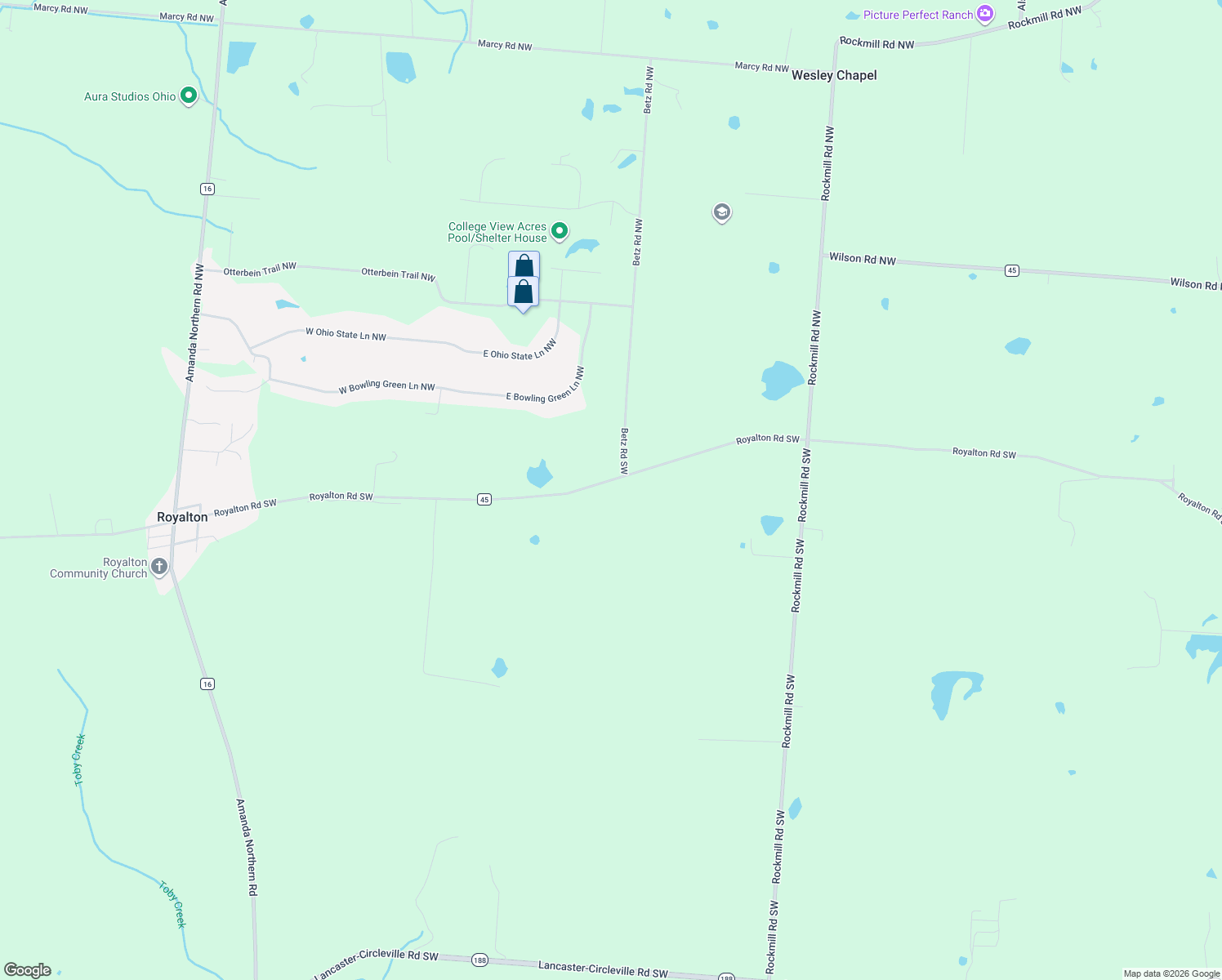 map of restaurants, bars, coffee shops, grocery stores, and more near 7545 Royalton Rd SW in Lancaster