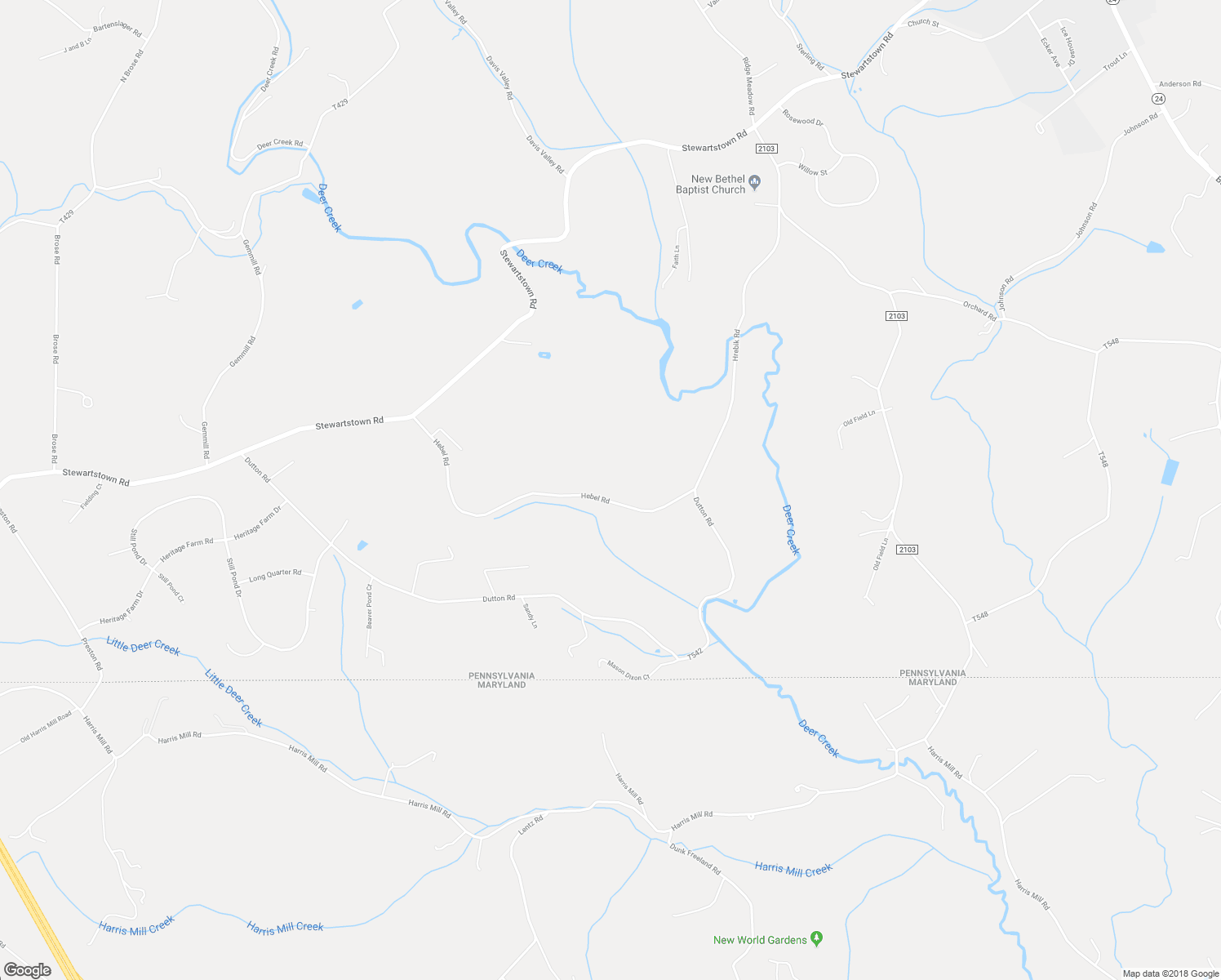 map of restaurants, bars, coffee shops, grocery stores, and more near 19587 Hebel Road in Stewartstown