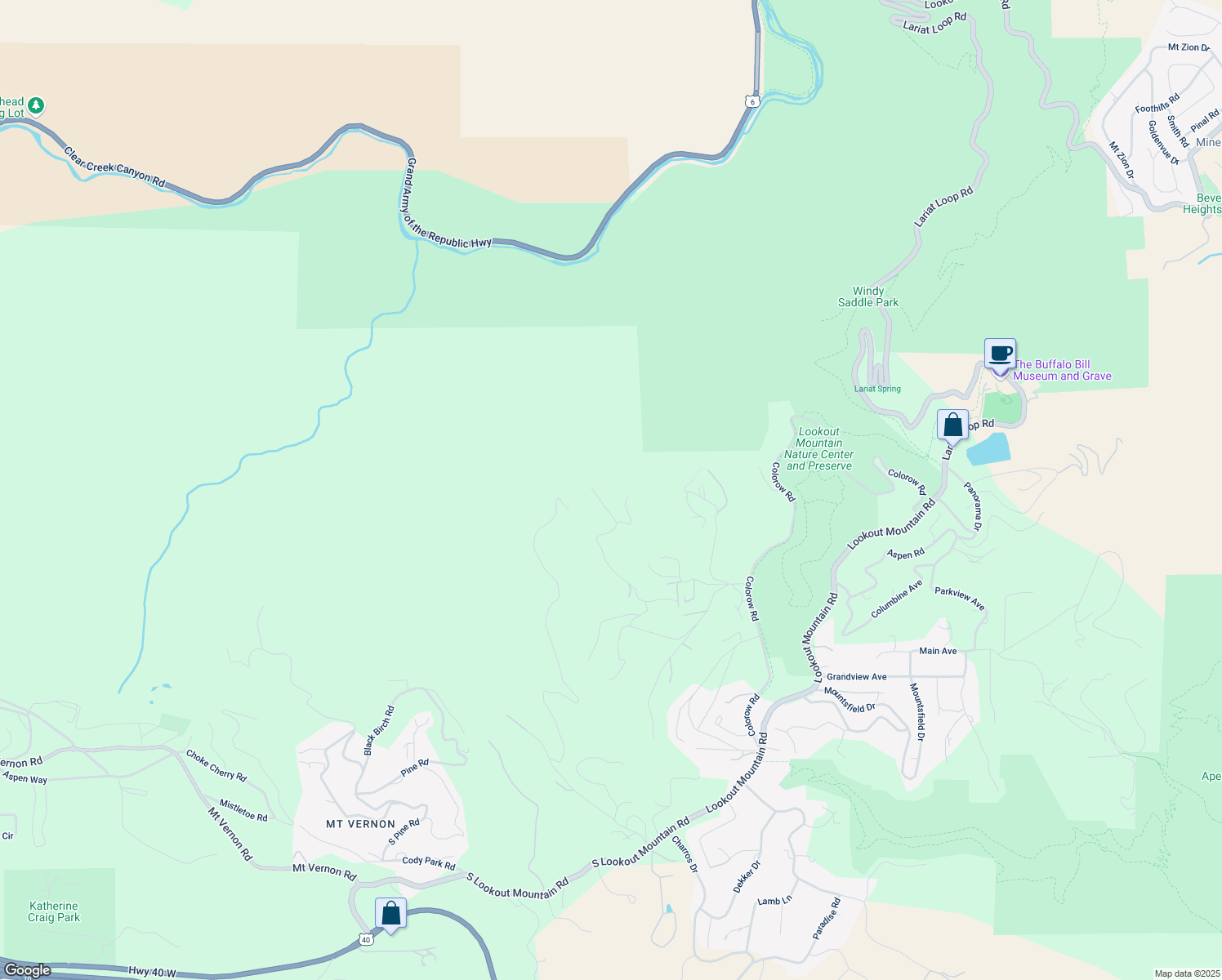 map of restaurants, bars, coffee shops, grocery stores, and more near 691 Cloverdale Road in Golden