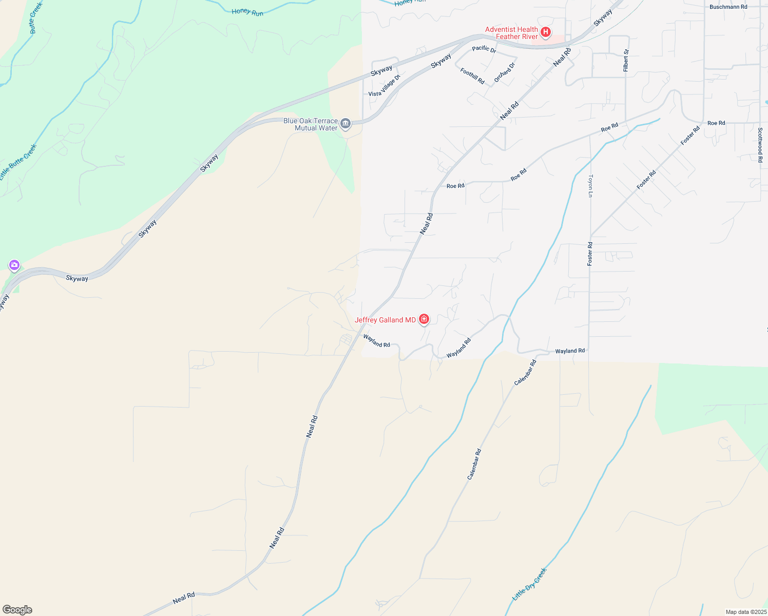 map of restaurants, bars, coffee shops, grocery stores, and more near 3340 Neal Road in Paradise