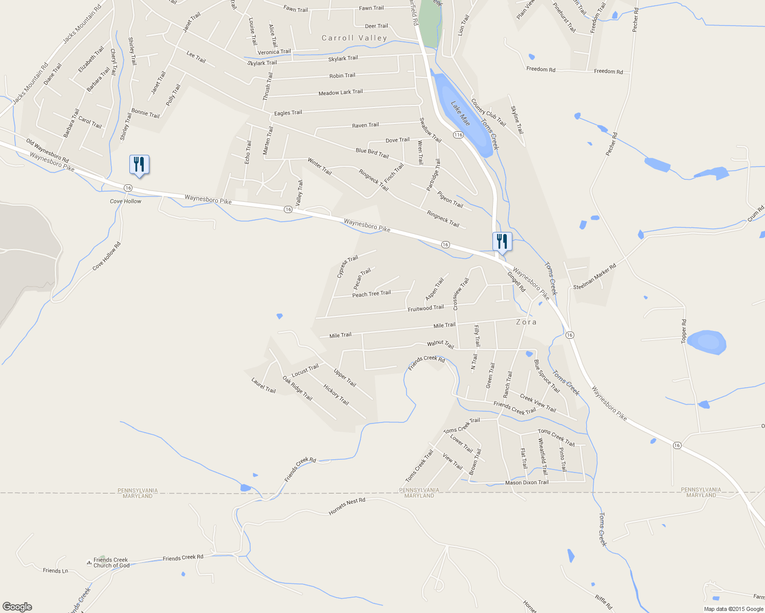 map of restaurants, bars, coffee shops, grocery stores, and more near 58 Fruitwood Trail in Fairfield
