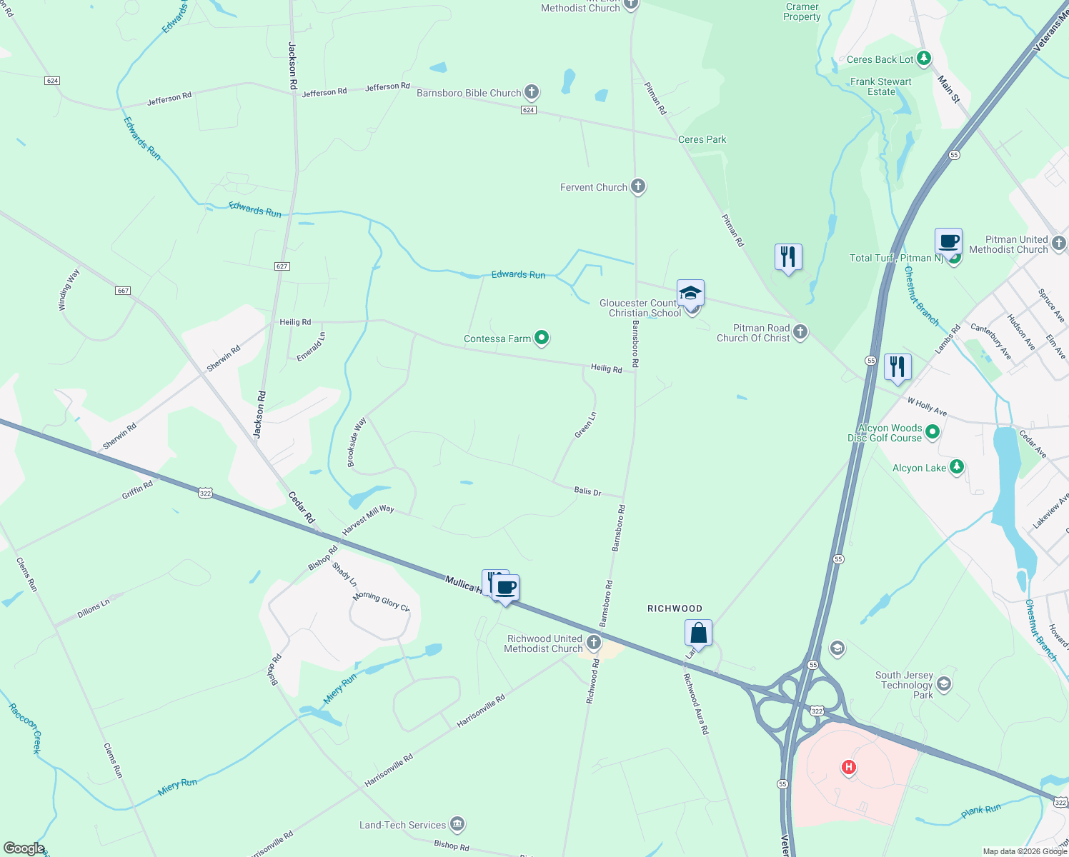 map of restaurants, bars, coffee shops, grocery stores, and more near 804 Balis Ct in Harrison Township