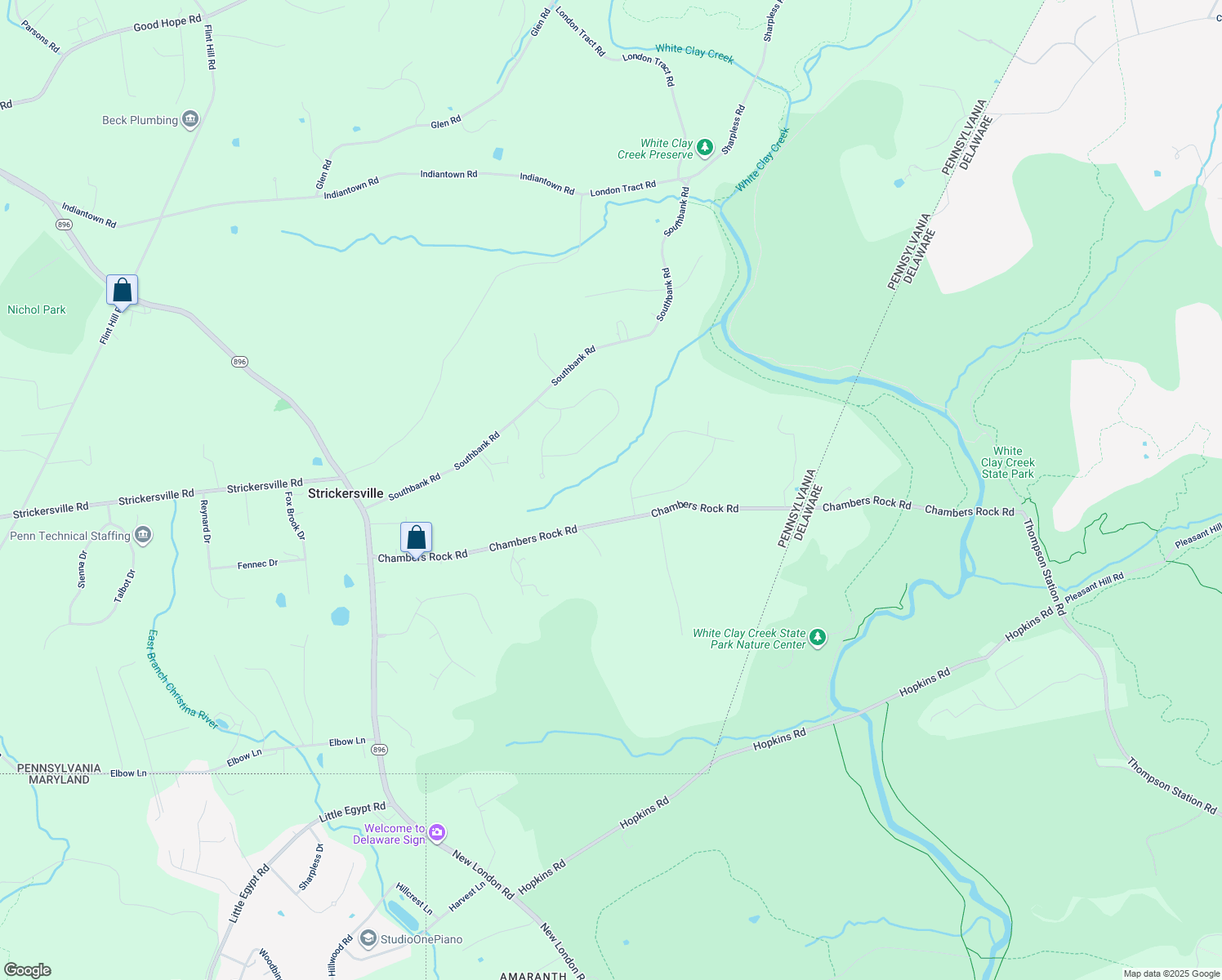 map of restaurants, bars, coffee shops, grocery stores, and more near 5 Bills Way in Landenberg