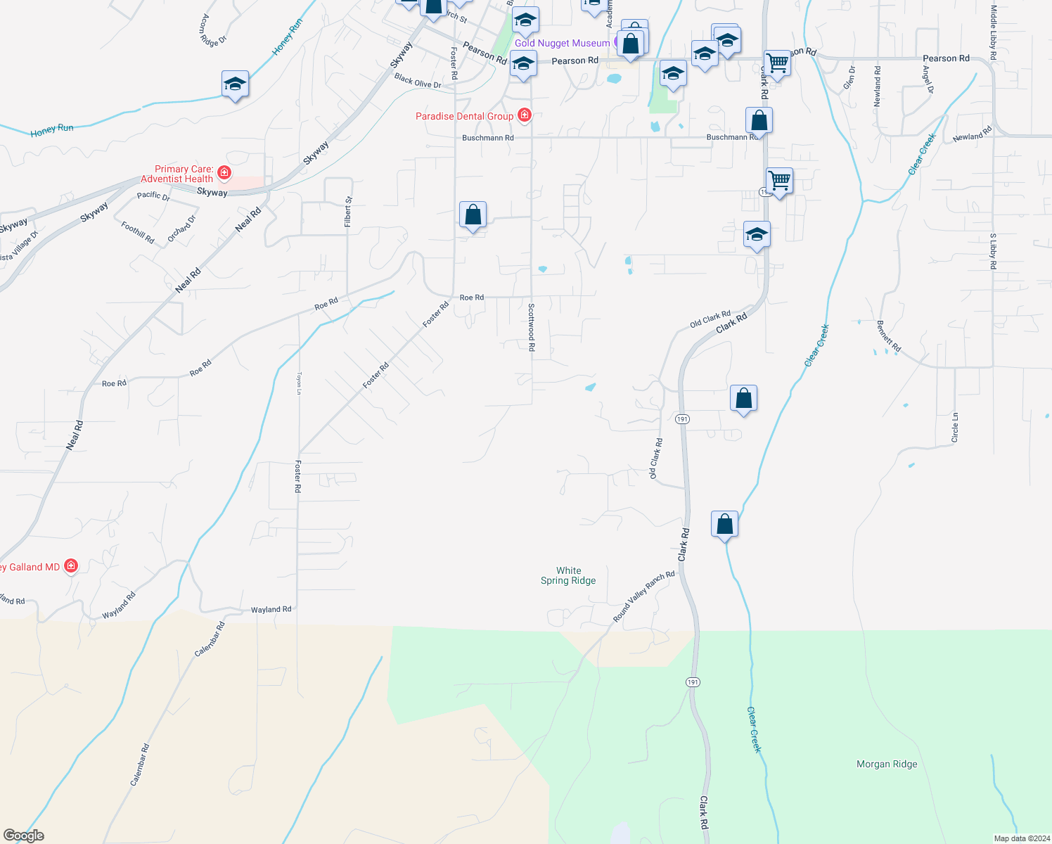 map of restaurants, bars, coffee shops, grocery stores, and more near 5158 Eden Road in Paradise