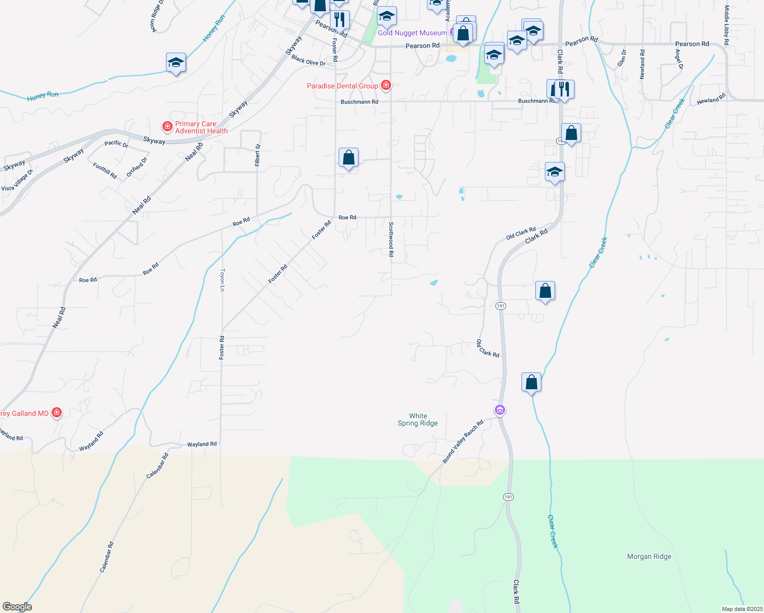 map of restaurants, bars, coffee shops, grocery stores, and more near 5158 Eden Road in Paradise