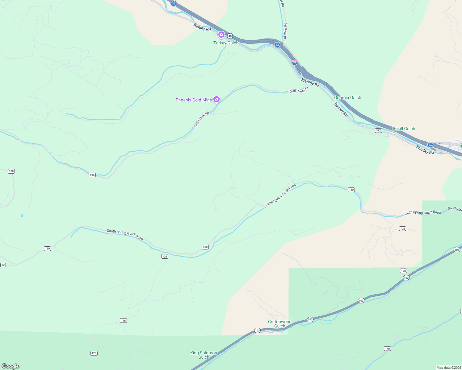 map of restaurants, bars, coffee shops, grocery stores, and more near 269 Zip Trail in Idaho Springs