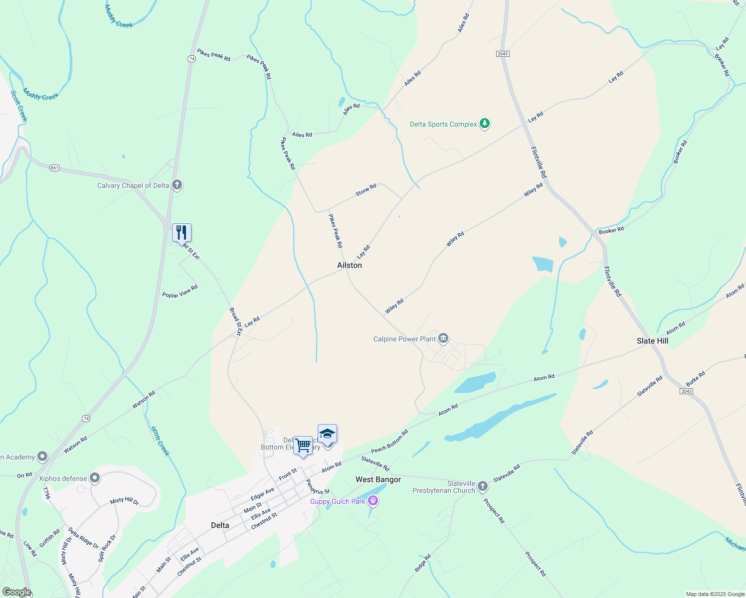 map of restaurants, bars, coffee shops, grocery stores, and more near 861 Pikes Peak Road in Delta