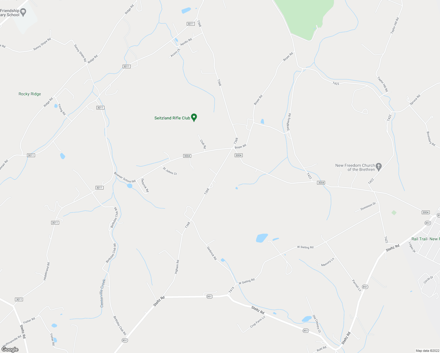 map of restaurants, bars, coffee shops, grocery stores, and more near 14163 Ingham Road in New Freedom