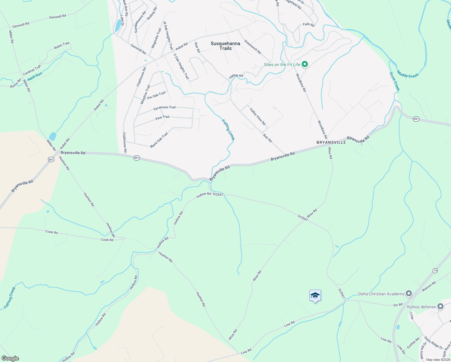 map of restaurants, bars, coffee shops, grocery stores, and more near 1966 Bryansville Road in Delta