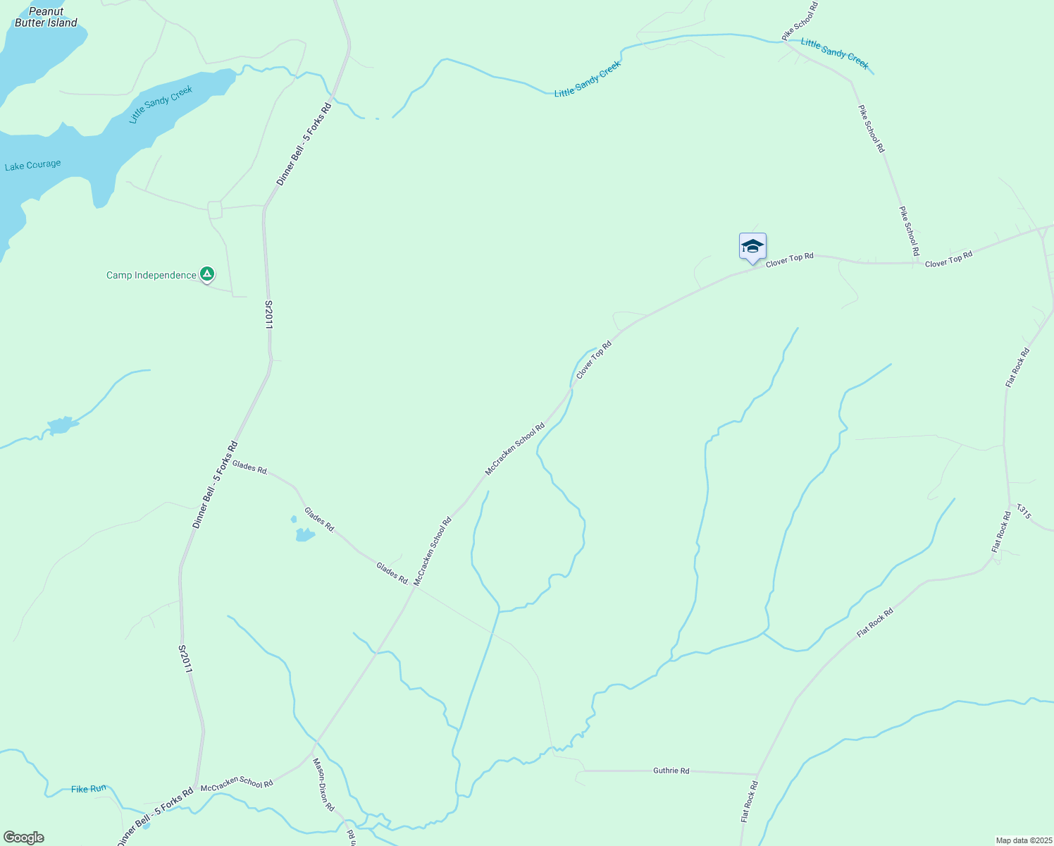 map of restaurants, bars, coffee shops, grocery stores, and more near 494 Clover Top Rd in Markleysburg