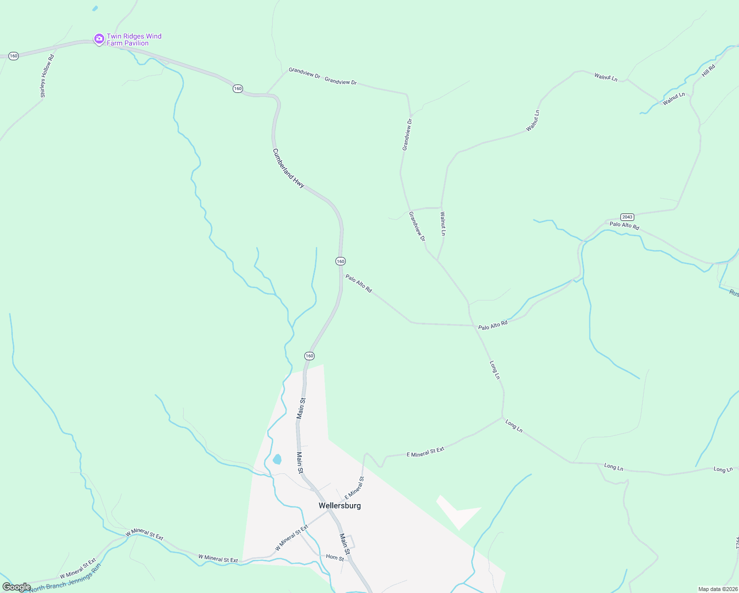 map of restaurants, bars, coffee shops, grocery stores, and more near 163 Palo Alto Road in Hyndman