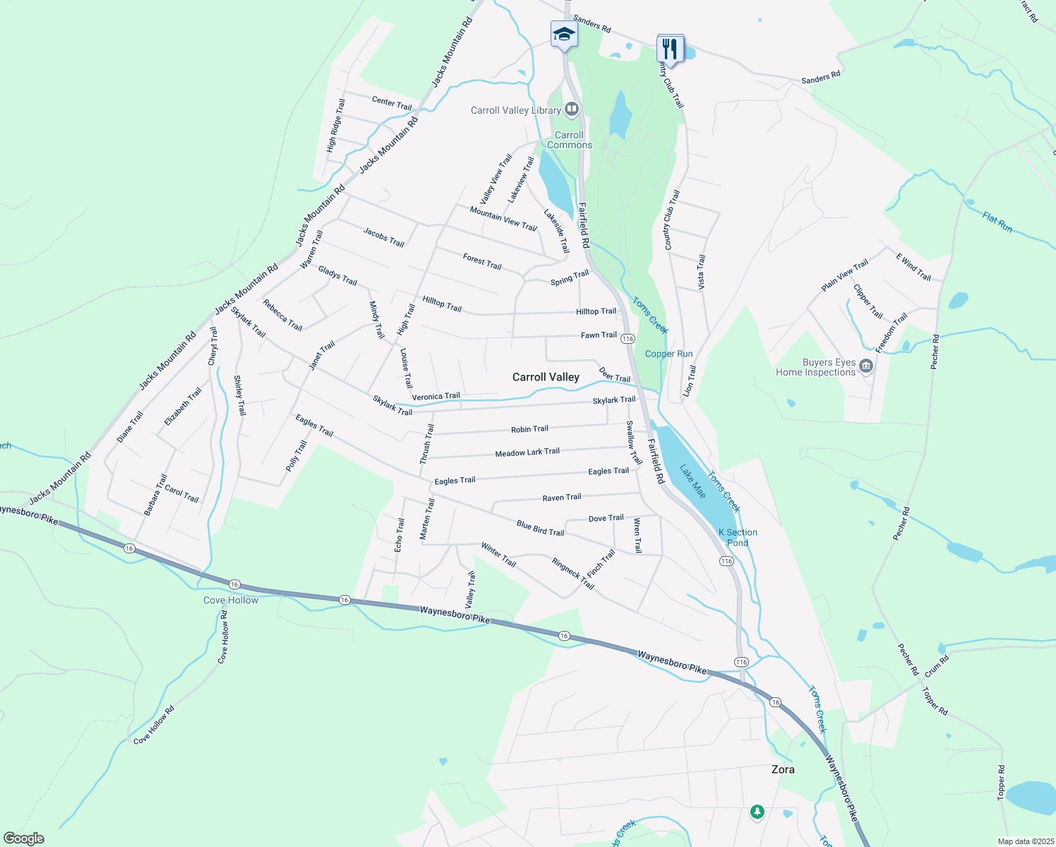 map of restaurants, bars, coffee shops, grocery stores, and more near 32 Robin Trail in Fairfield