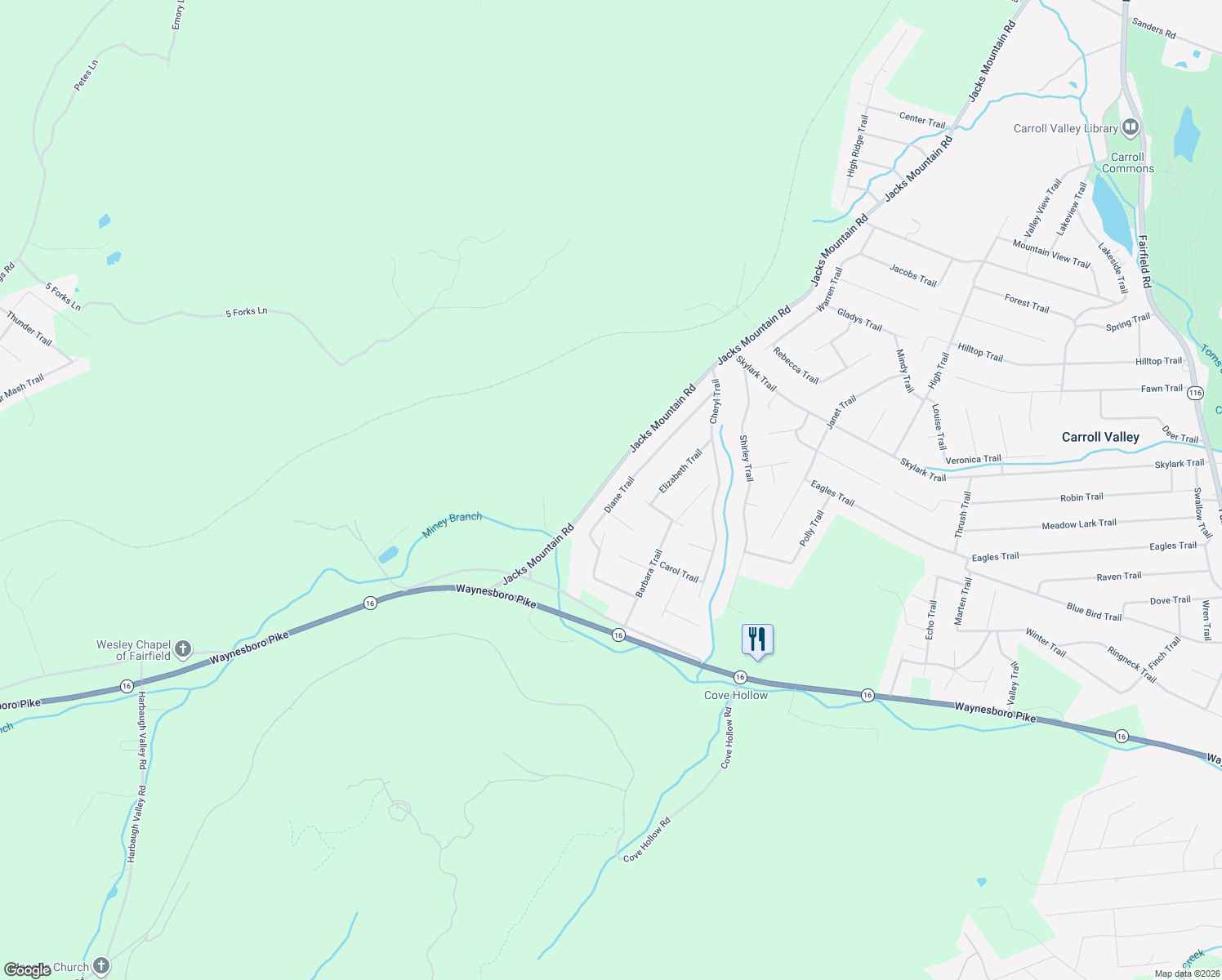 map of restaurants, bars, coffee shops, grocery stores, and more near 42 Diane Trail in Fairfield