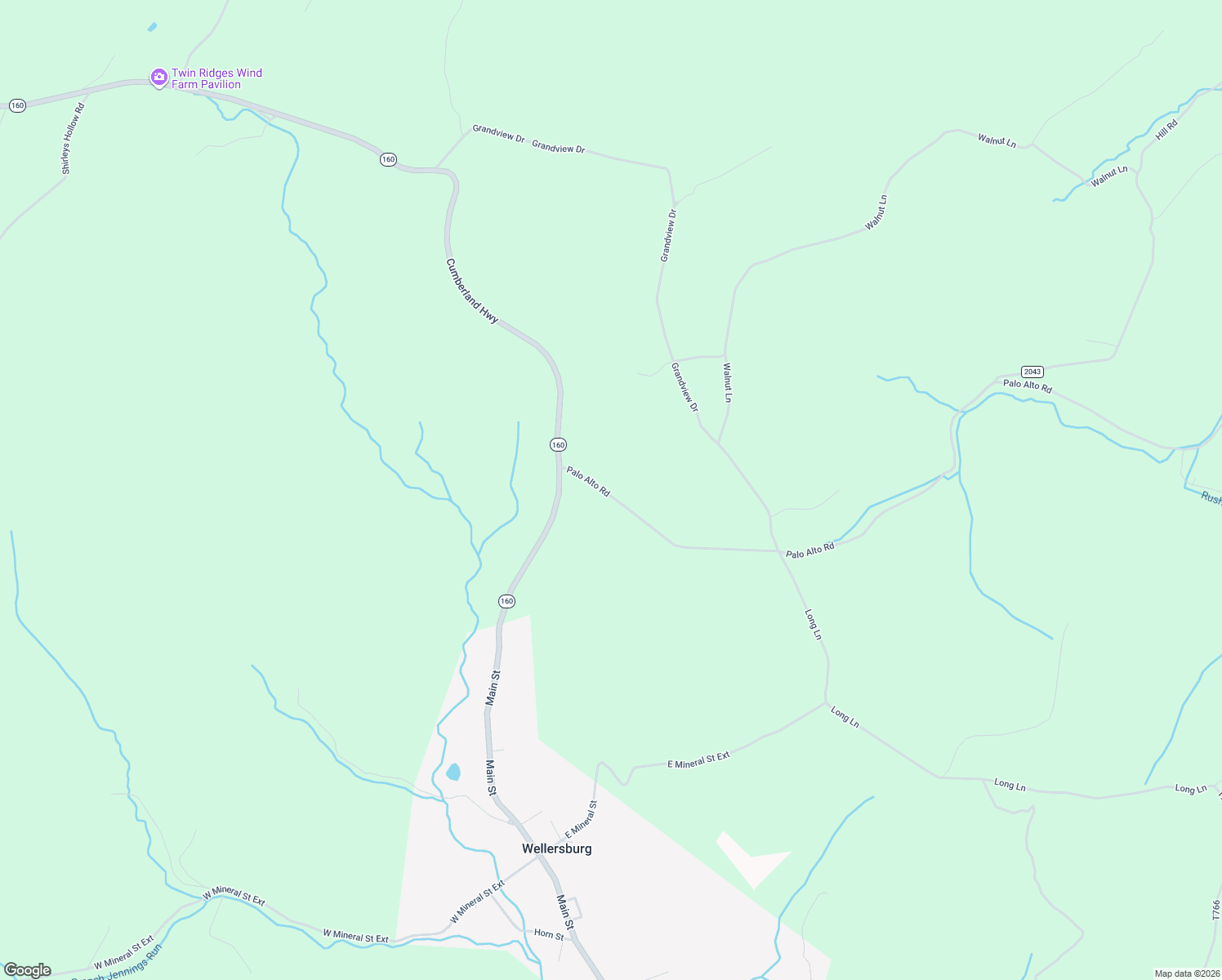 map of restaurants, bars, coffee shops, grocery stores, and more near 163 Palo Alto Road in Hyndman