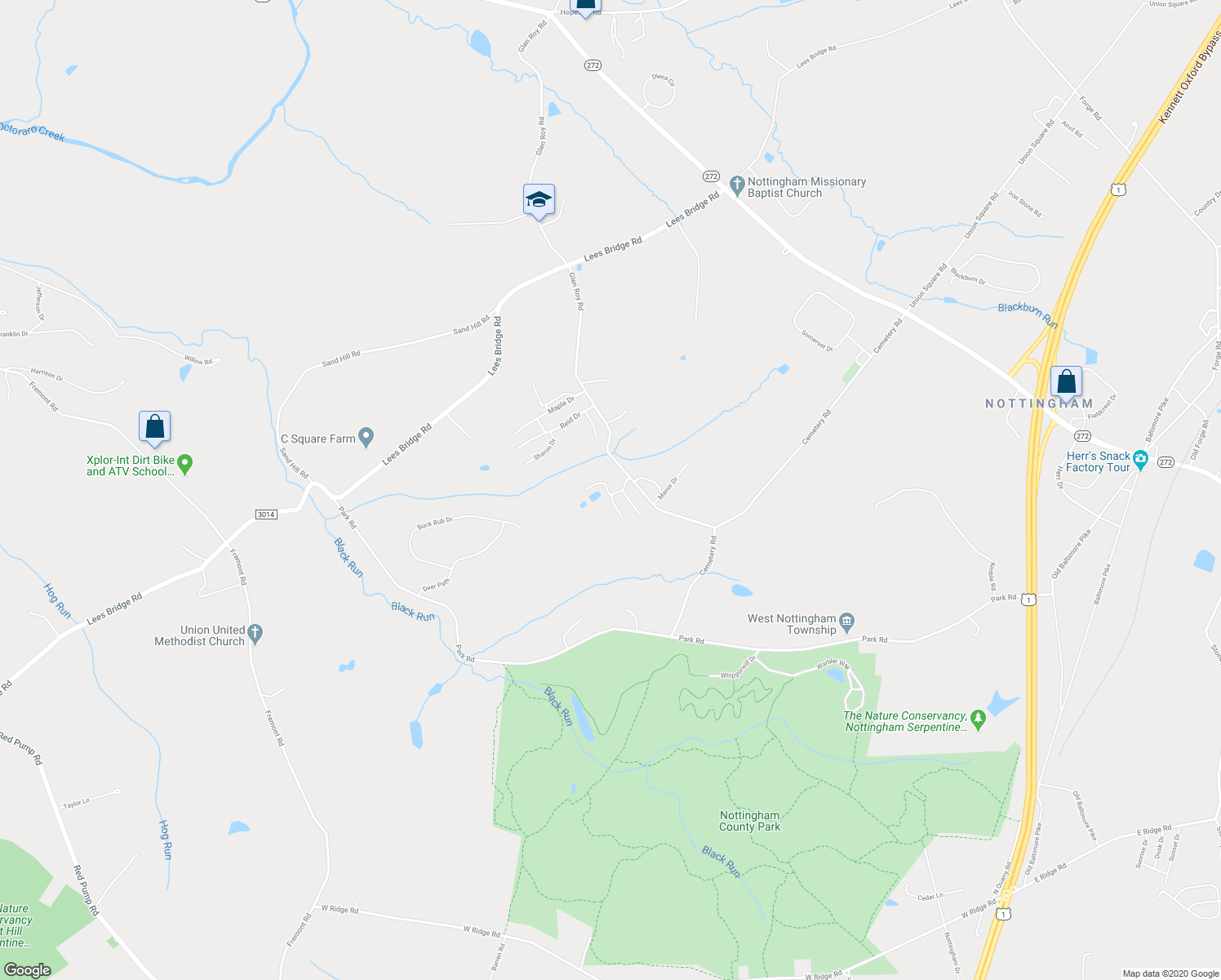 map of restaurants, bars, coffee shops, grocery stores, and more near 122 Hickory Drive in Chester County