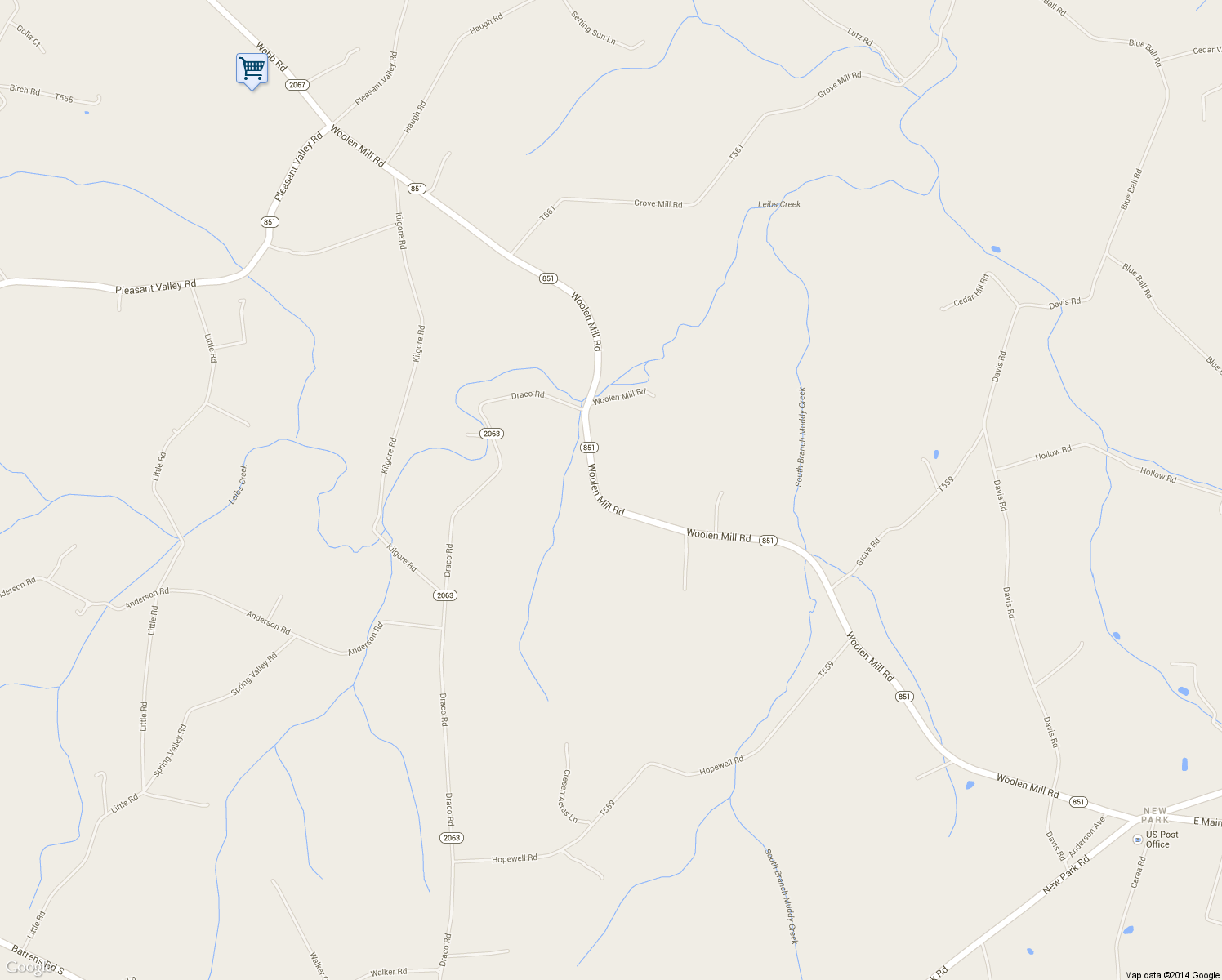 map of restaurants, bars, coffee shops, grocery stores, and more near 1001 Woolen Mill Road in Stewartstown