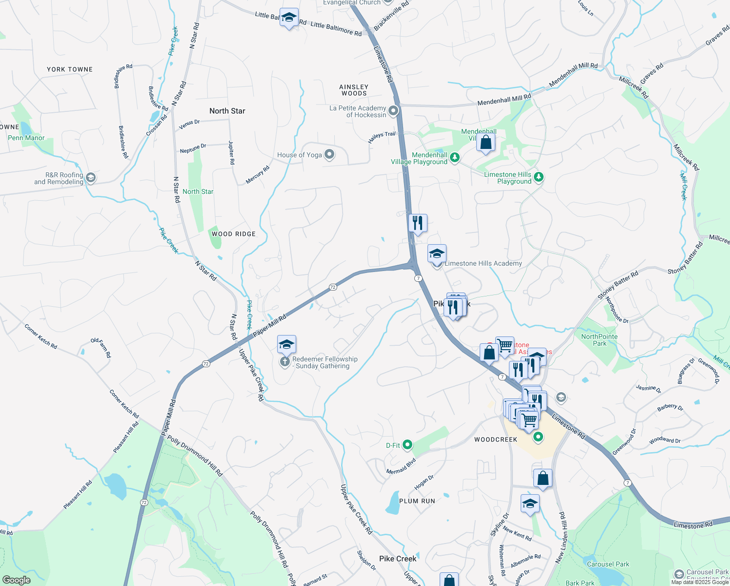 map of restaurants, bars, coffee shops, grocery stores, and more near 806 Arbern Place in Newark