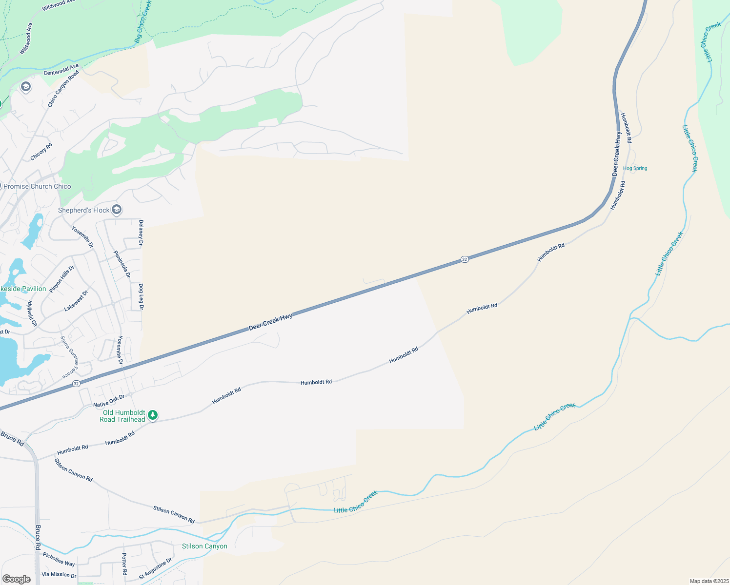 map of restaurants, bars, coffee shops, grocery stores, and more near 4439 Highway 32 in Chico