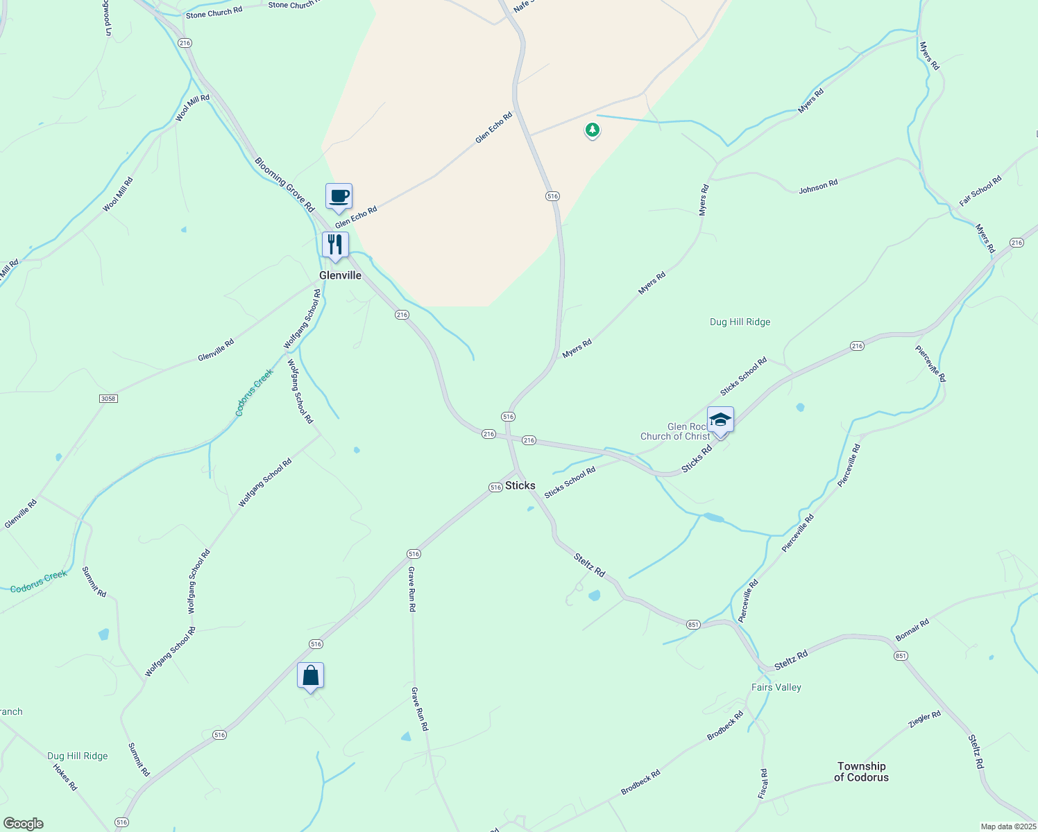 map of restaurants, bars, coffee shops, grocery stores, and more near 3955 Jefferson Road in Glen Rock
