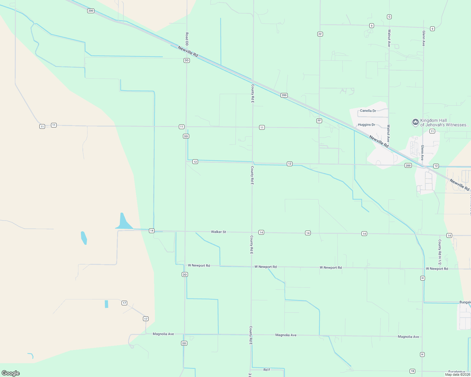 map of restaurants, bars, coffee shops, grocery stores, and more near 4489 County Rd E in Orland