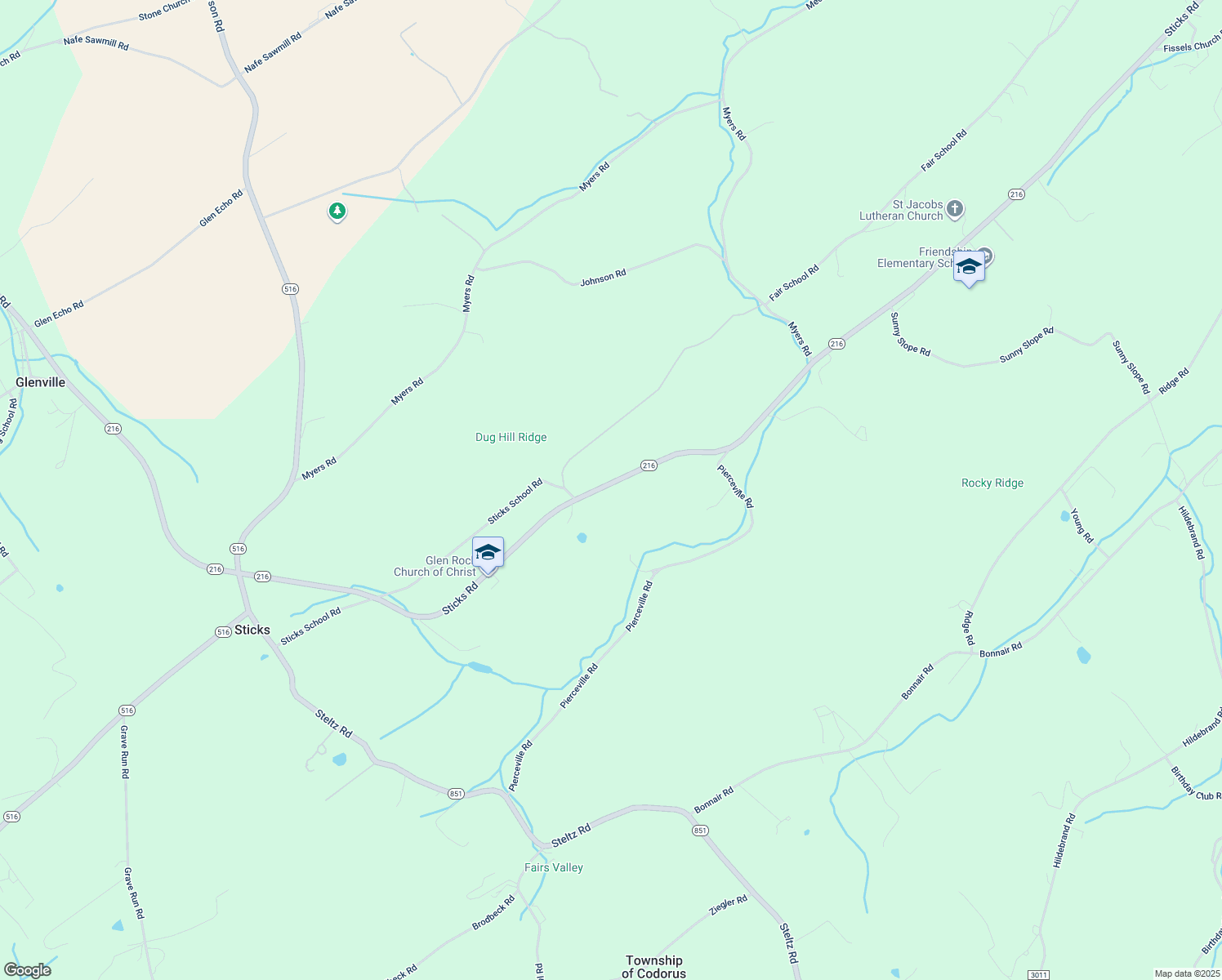 map of restaurants, bars, coffee shops, grocery stores, and more near 3791 Sticks Rd in Glen Rock
