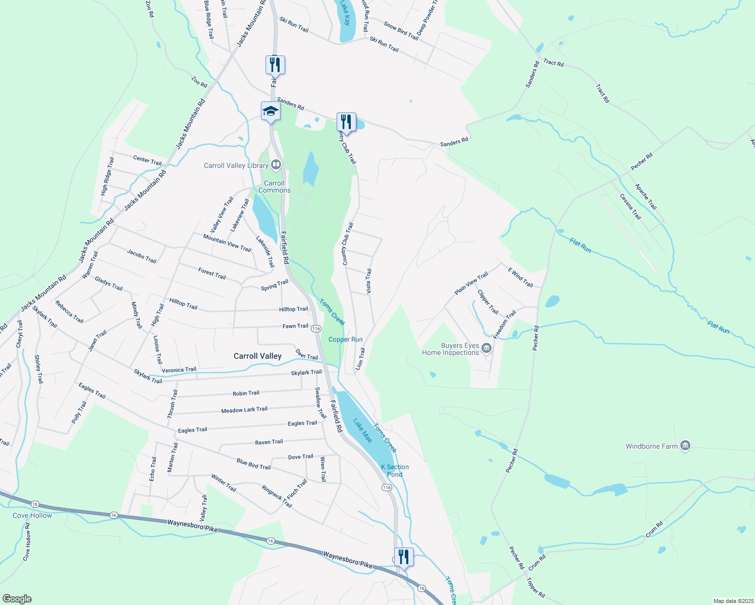 map of restaurants, bars, coffee shops, grocery stores, and more near 4 Vista Trail in Fairfield