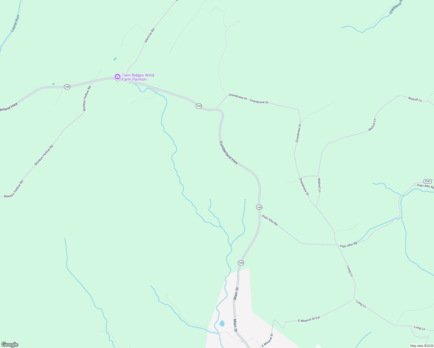 map of restaurants, bars, coffee shops, grocery stores, and more near 6381 Cumberland Highway in Meyersdale
